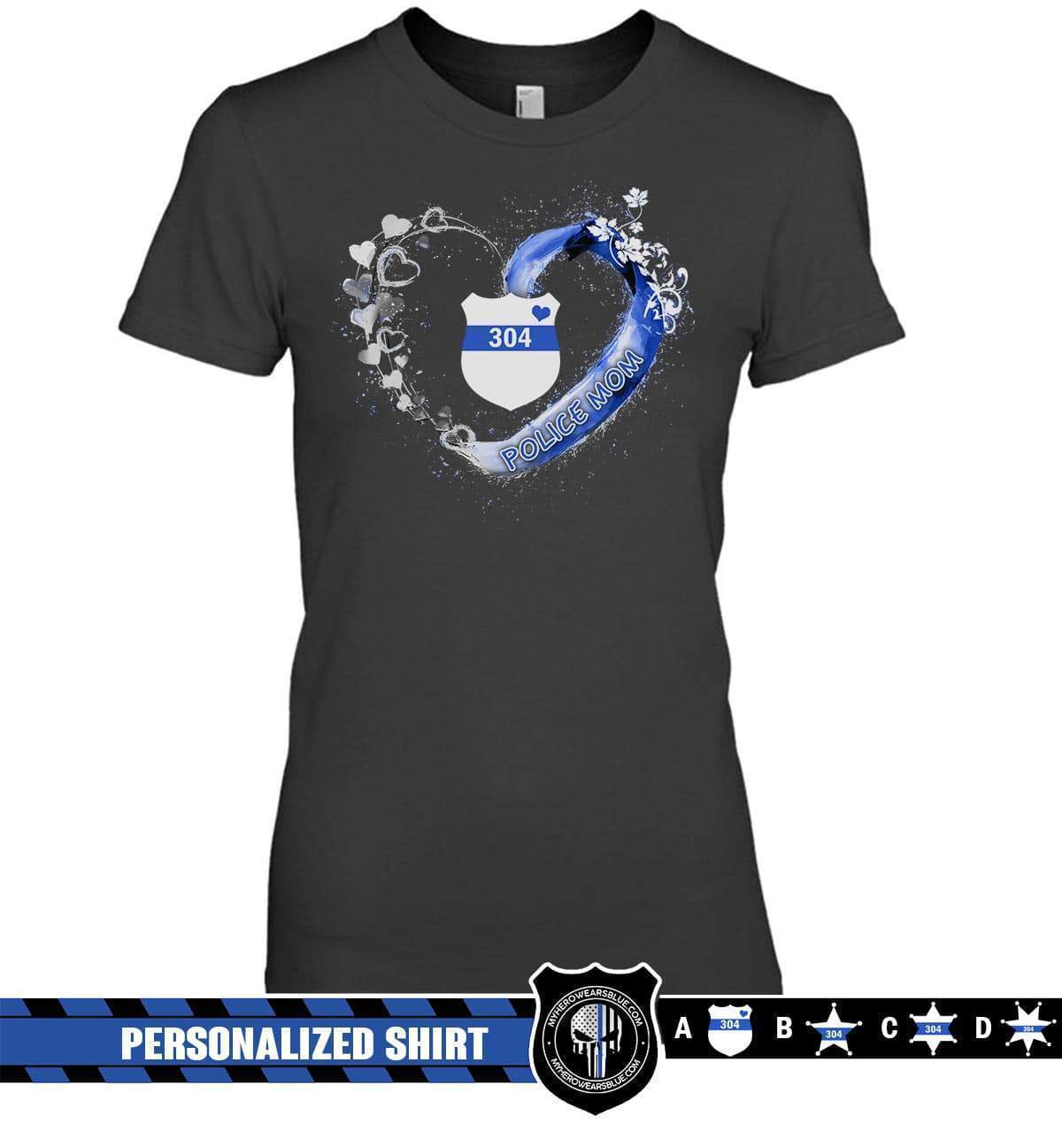 Apparel XS / Black Personalized Shirt - Beautiful Heart - TBL - Blue Line Mom - DSAPP