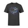 Apparel S / Black Personalized Shirt - Because He's Mine - Thin Blue Line Flag Heart - DSAPP