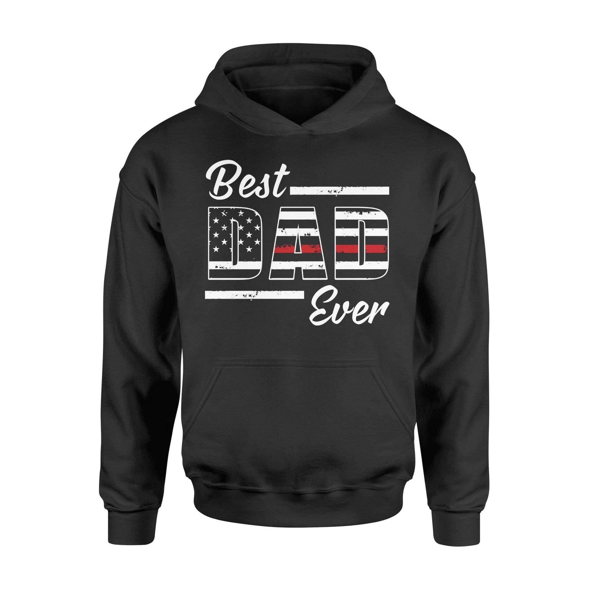 Apparel S / Black Personalized Shirt - Best Dad Ever - Thin Red Line Flag Inside - Firefighter - DSAPP