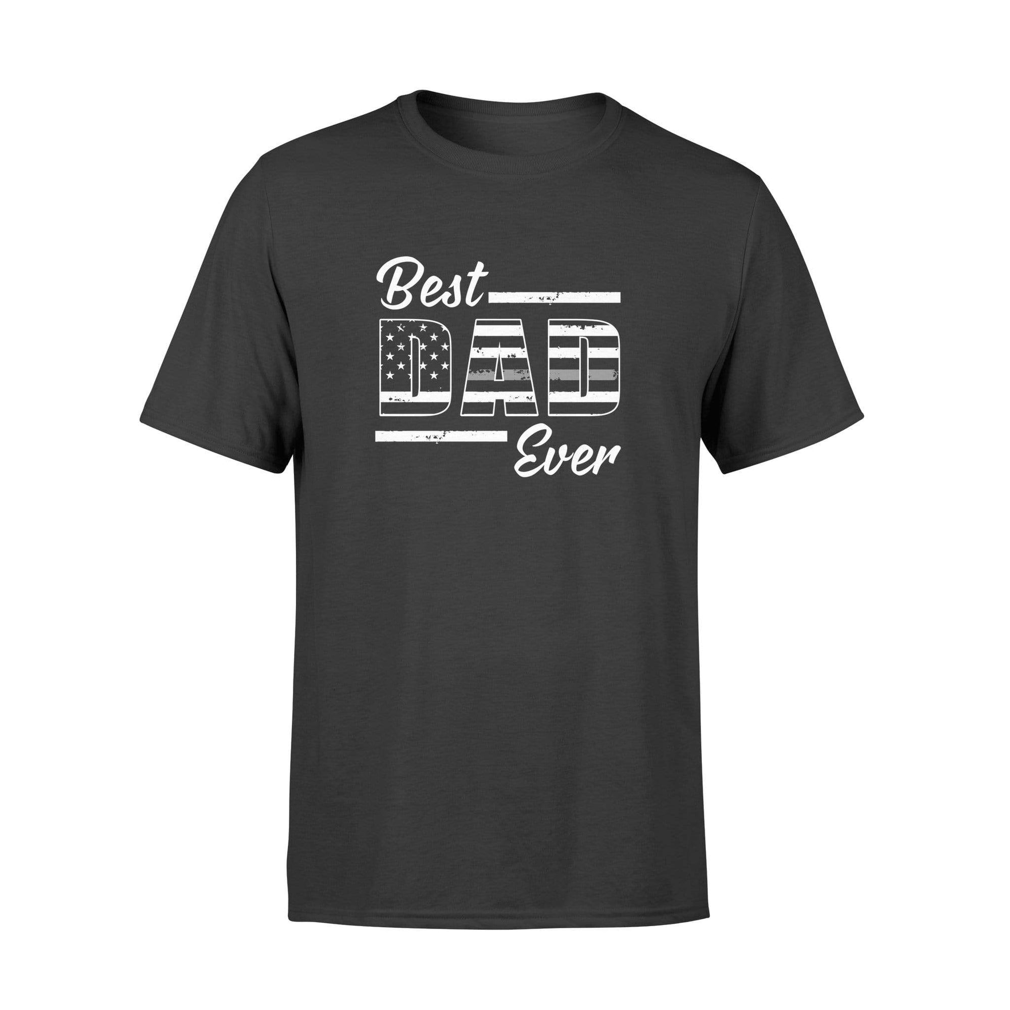 Apparel S / Black Personalized Shirt - Best Dad Ever - Thin Silver Line Flag Inside - Corrections - DSAPP