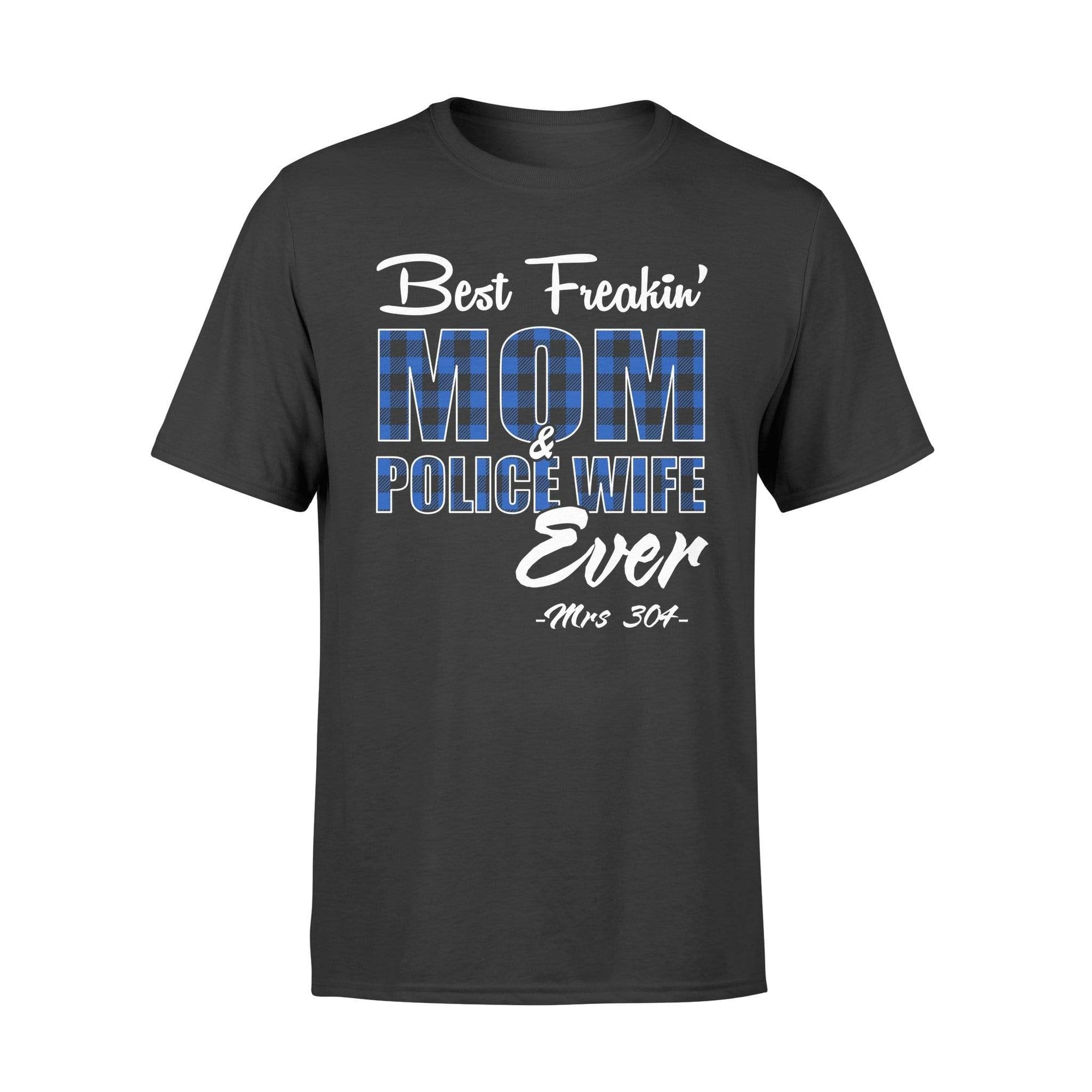 Apparel S / Black Personalized Shirt - Best Freakin' Police Wife And Mom Ever - Checkered Pattern - DSAPP