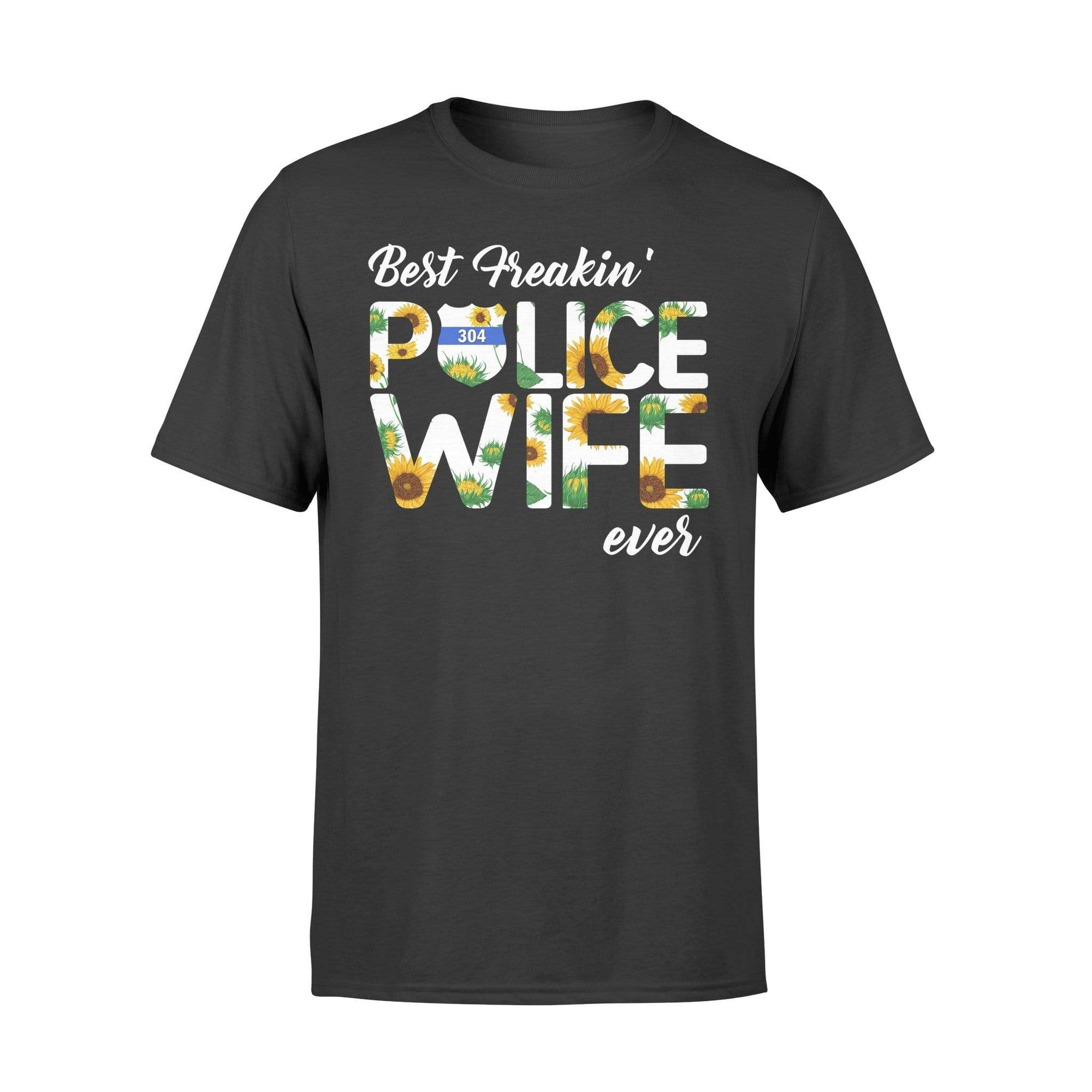 Apparel S / Black Personalized Shirt - Best Police Wife Ever - Sun Flower Pattern - DSAPP