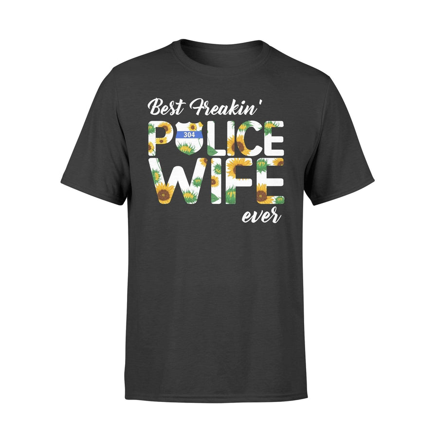Apparel S / Black Personalized Shirt - Best Police Wife Ever - Sun Flower Pattern - DSAPP