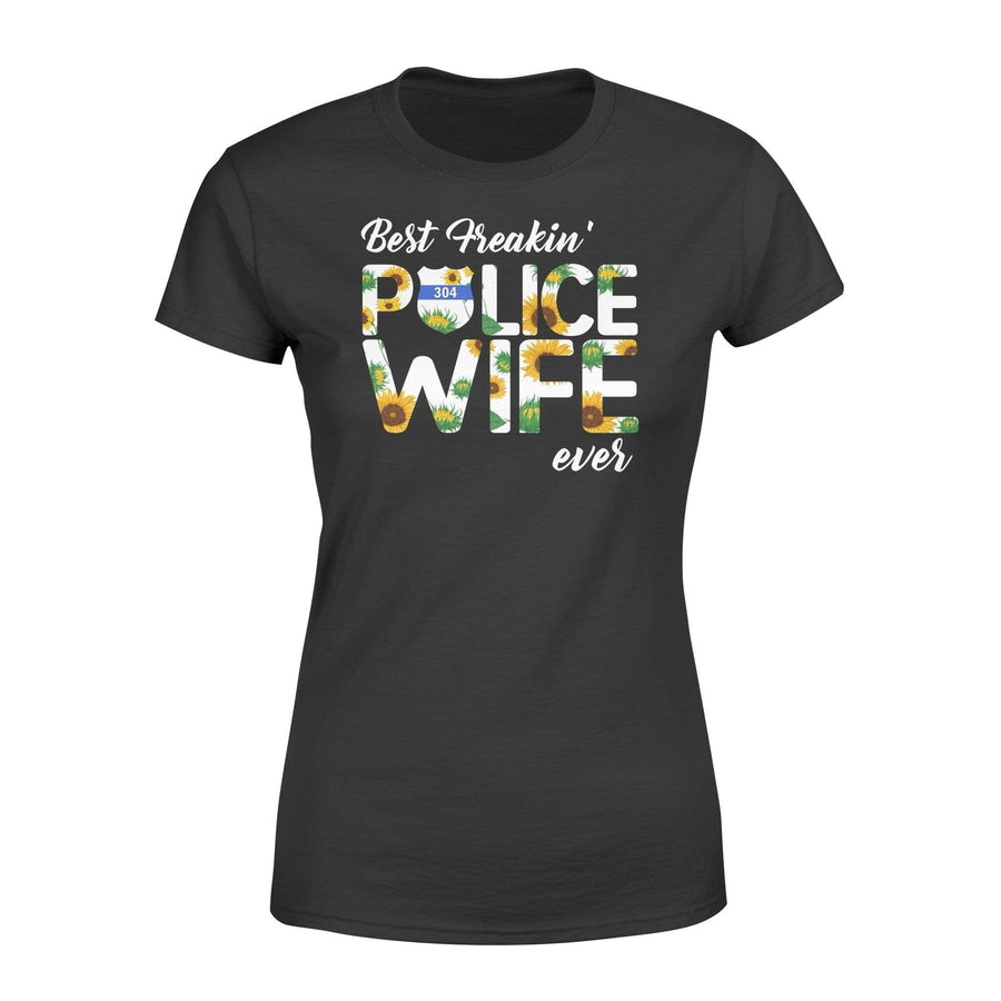 Apparel XS / Black Personalized Shirt - Best Police Wife Ever - Sun Flower Pattern - DSAPP