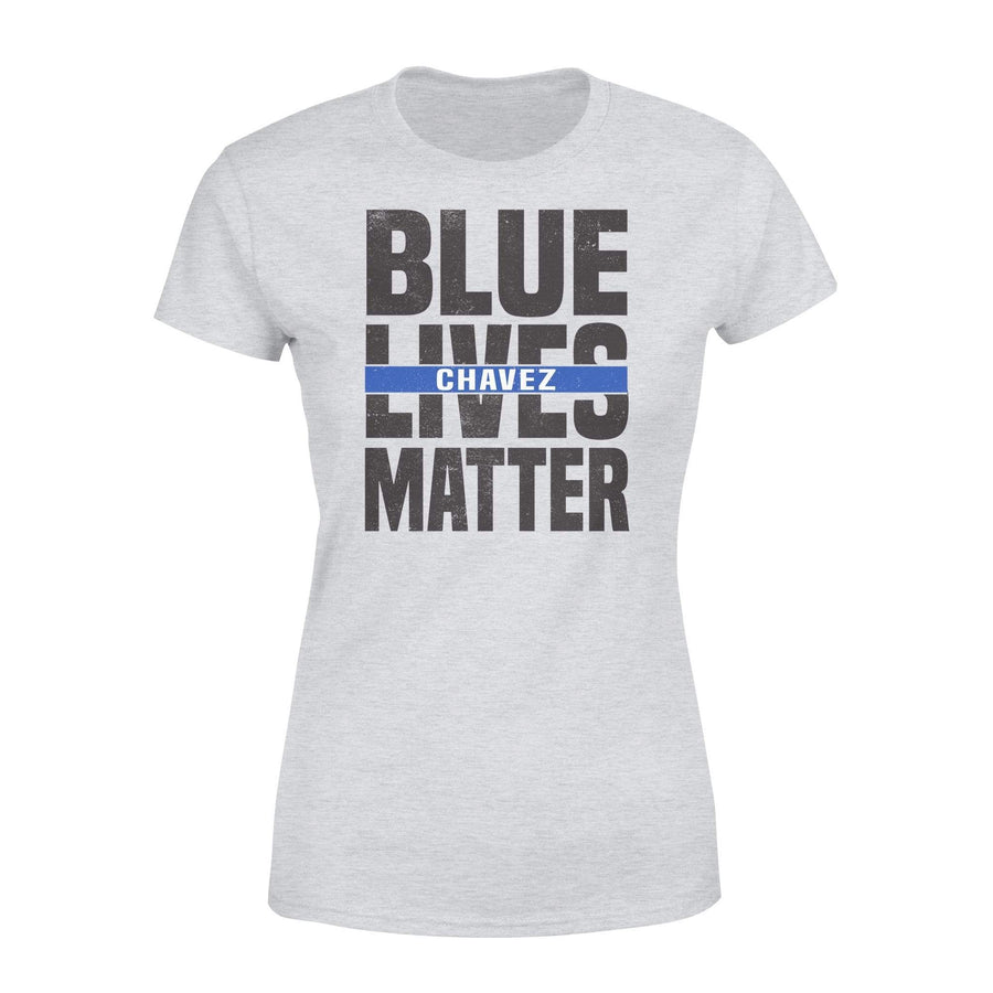 Apparel XS / Grey Personalized Shirt - Blue Lives Matter - Cut Through - Standard Women's T-shirt