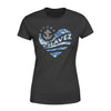Apparel XS / Black Personalized Shirt - Camo Flag Heart - Navy - Standard Women's T-shirt