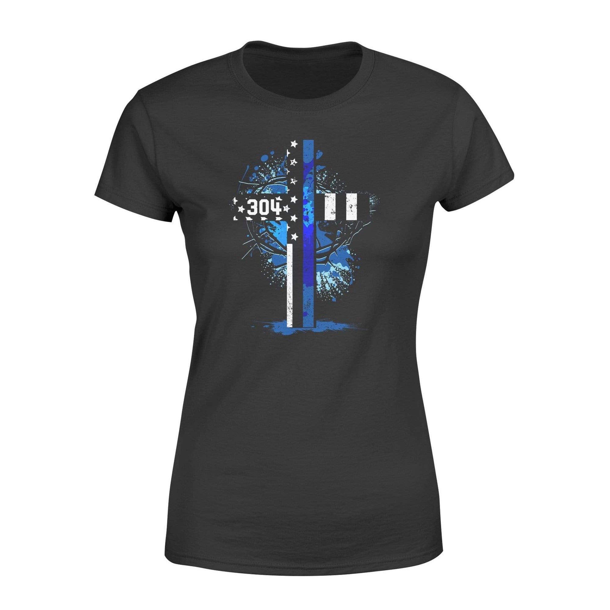 Apparel XS / Black Personalized Shirt - Christian Cross Line - Thin Blue Line - DSAPP