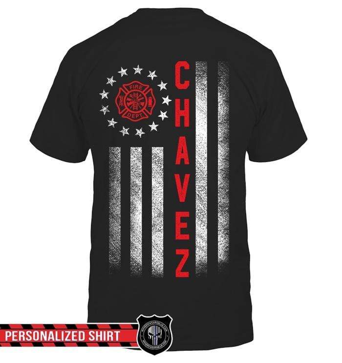 Apparel S / Black Personalized Shirt - Circle Star - Firefighter - Standard T-shirt