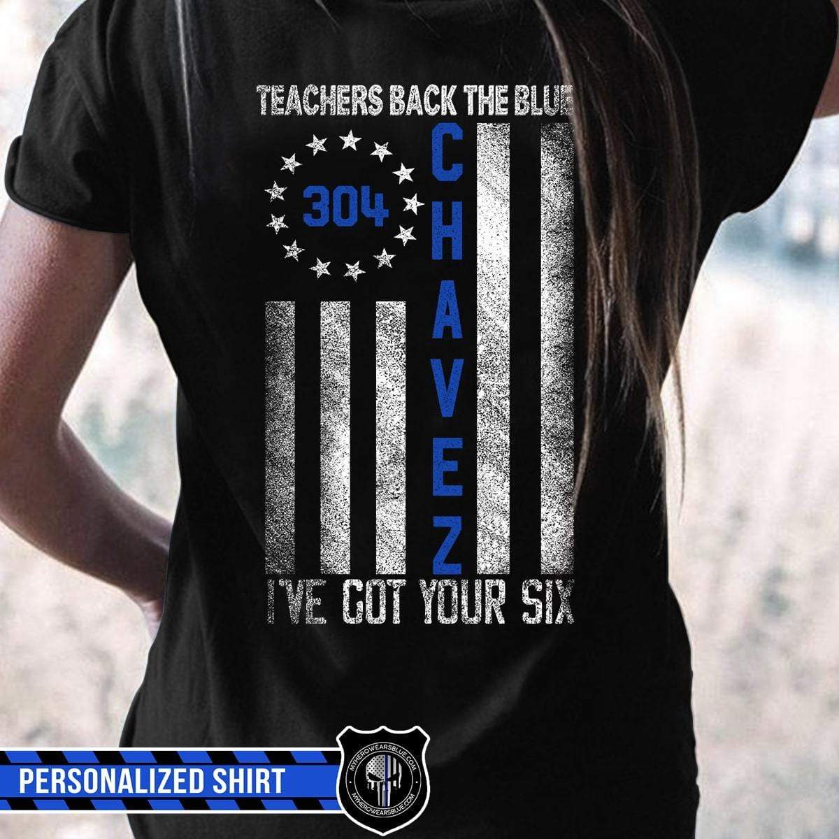 Apparel Personalized Shirt - Circle Star - Teachers Back The Blue - Standard Women's T-shirt - DSAPP