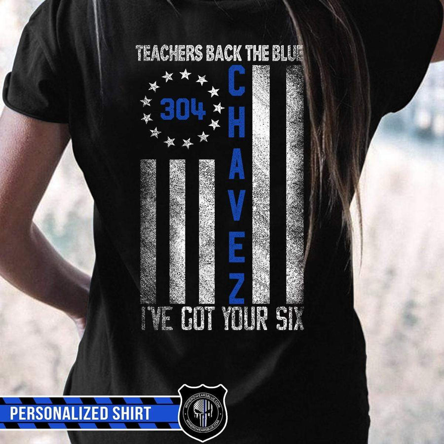 Apparel Personalized Shirt - Circle Star - Teachers Back The Blue - Standard Women's T-shirt - DSAPP