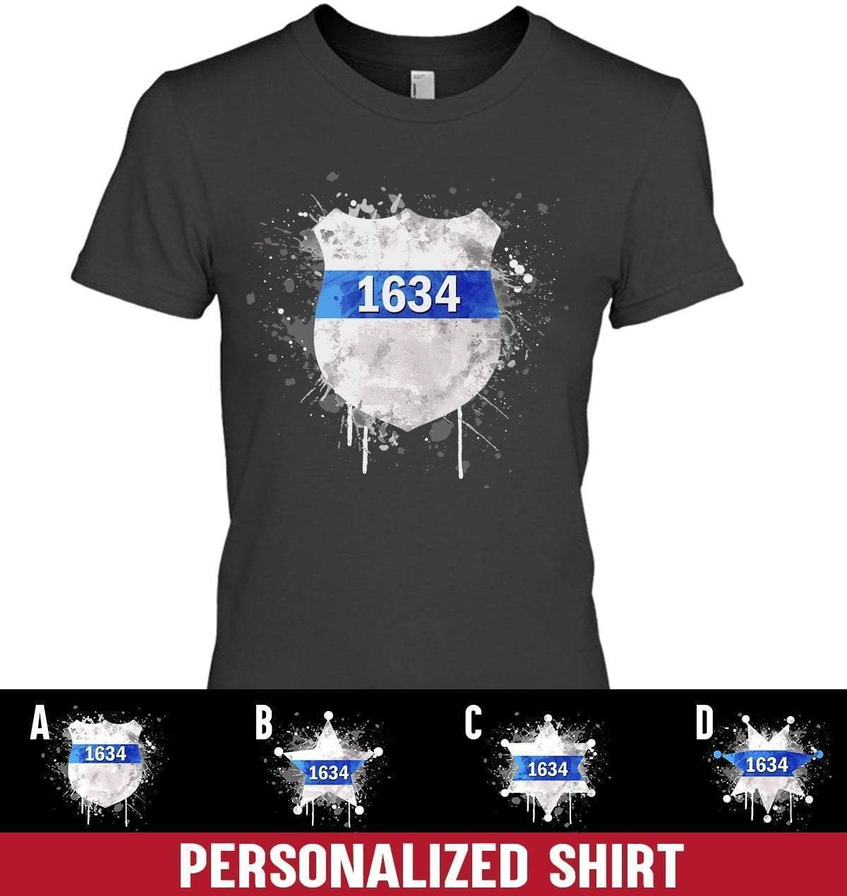 Apparel XS / Black Personalized Shirt - Color Drop Police Badge - DSAPP