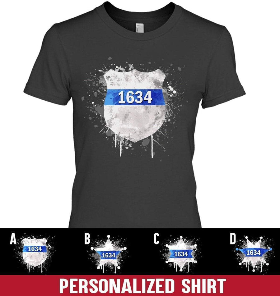 Apparel XS / Black Personalized Shirt - Color Drop Police Badge - DSAPP