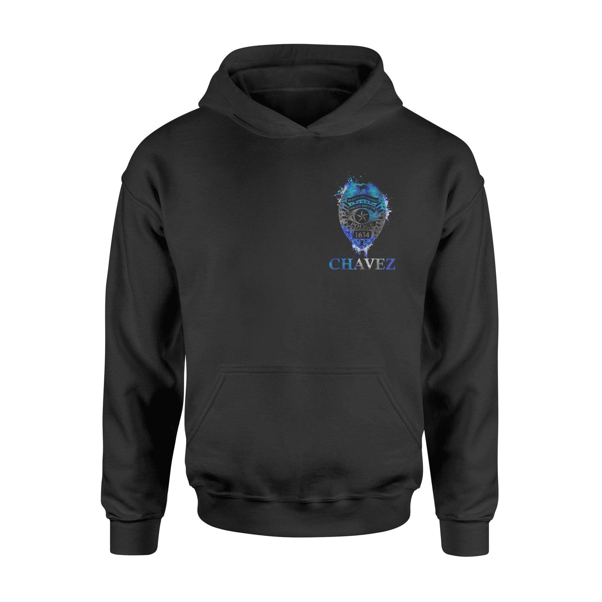 Apparel S / Black Personalized Shirt - Color Drop Police Officer Badge - DSAPP