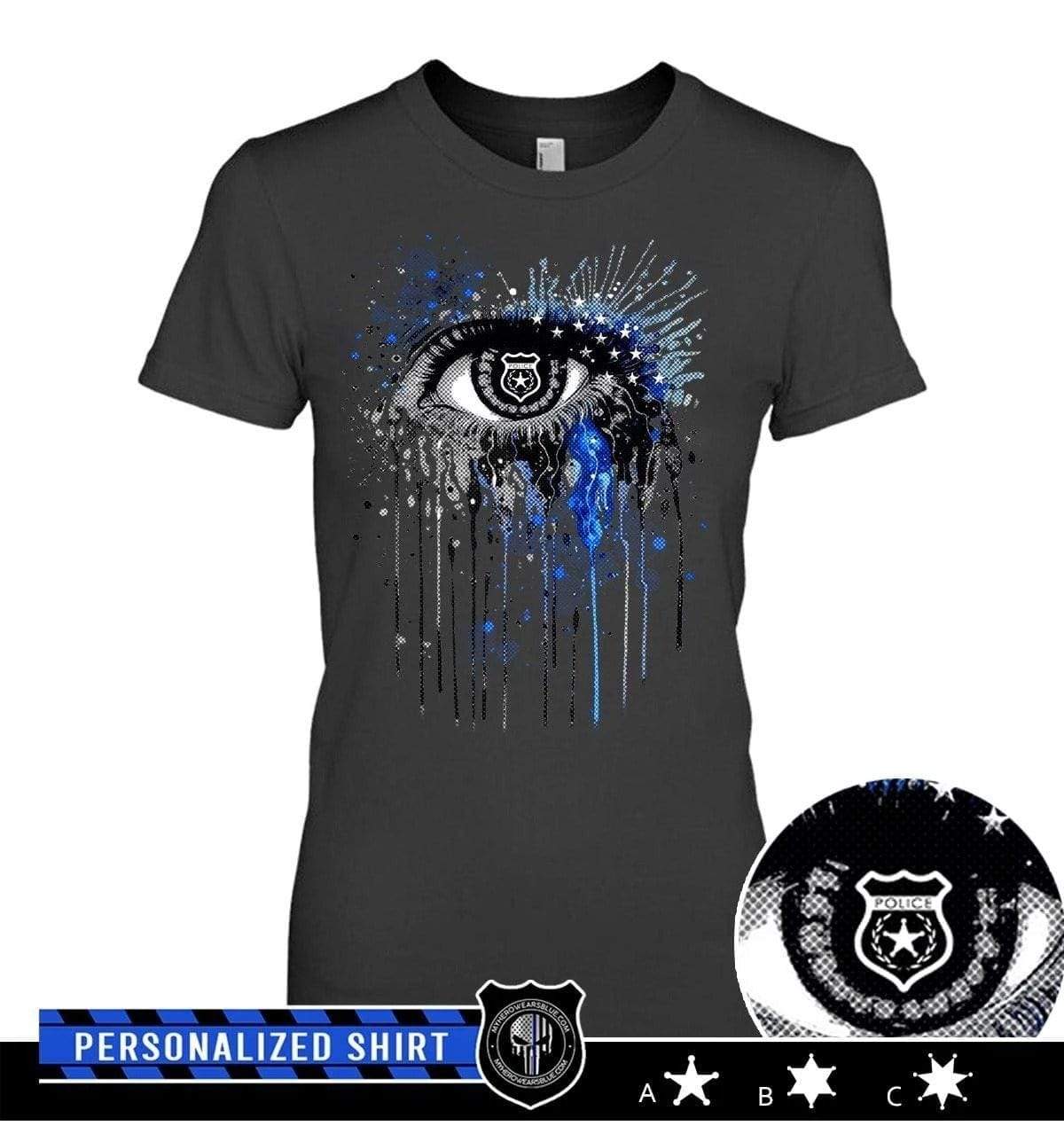 Apparel XS / Black Personalized Shirt - Color Drop Thin Blue Line Eye - DSAPP