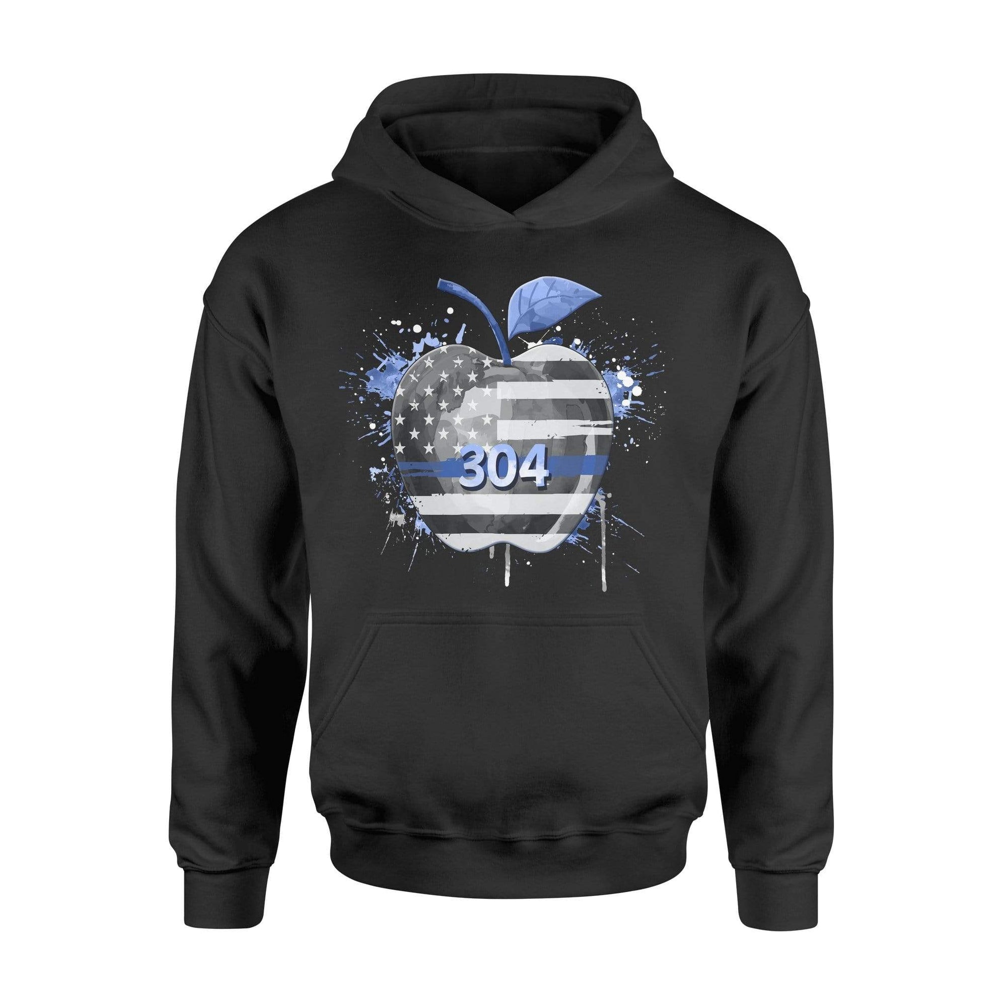 Apparel S / Black Personalized Shirt - Color Drop Thin Blue Line Flag Apple - DSAPP
