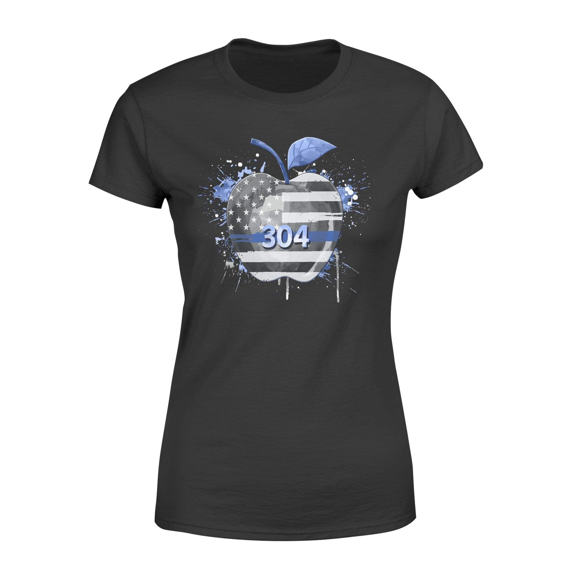 Apparel XS / Black Personalized Shirt - Color Drop Thin Blue Line Flag Apple - DSAPP