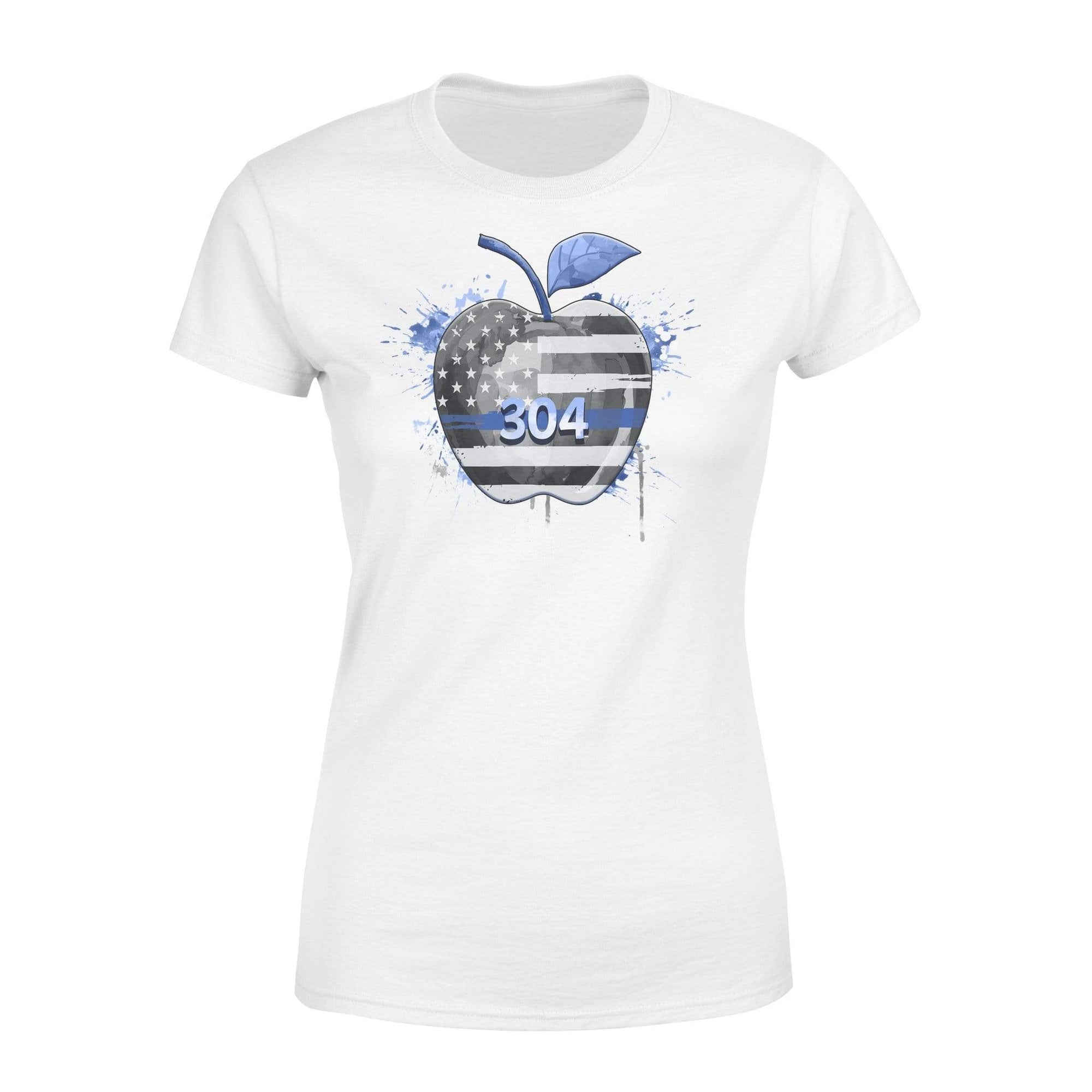 Apparel XS / White Personalized Shirt - Color Drop Thin Blue Line Flag Apple - Light Color Shirt - DSAPP
