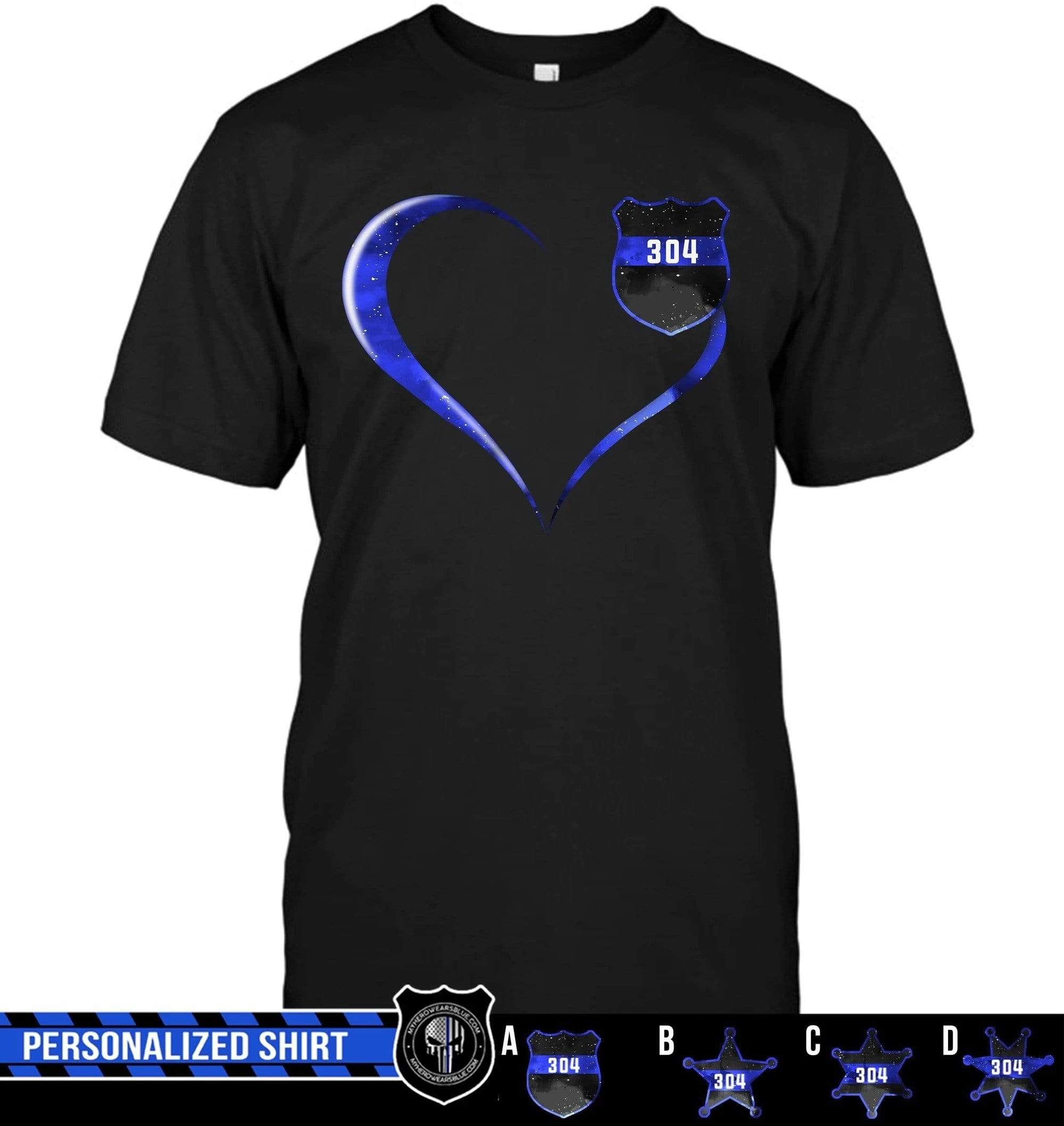 Apparel S / Black Personalized Shirt - Curvy Heart - Police - DSAPP