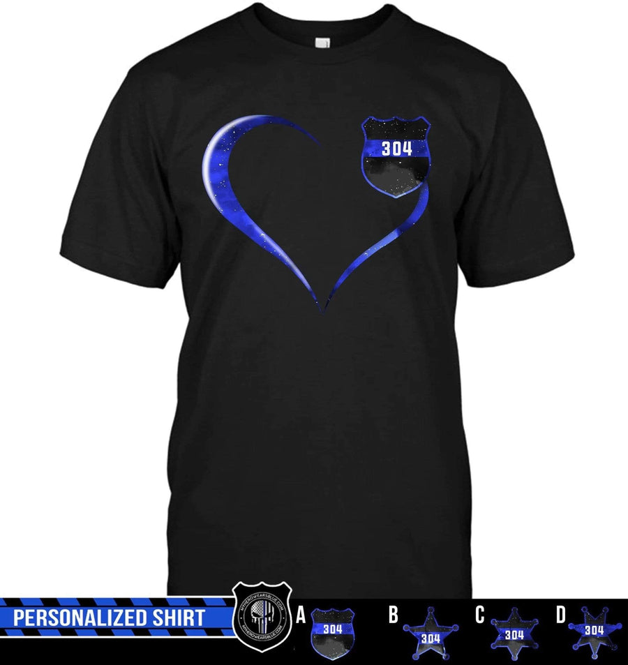 Apparel S / Black Personalized Shirt - Curvy Heart - Police - DSAPP