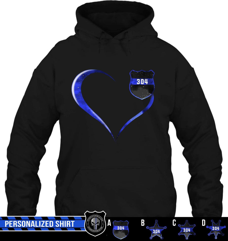 Apparel S / Black Personalized Shirt - Curvy Heart - Police - DSAPP