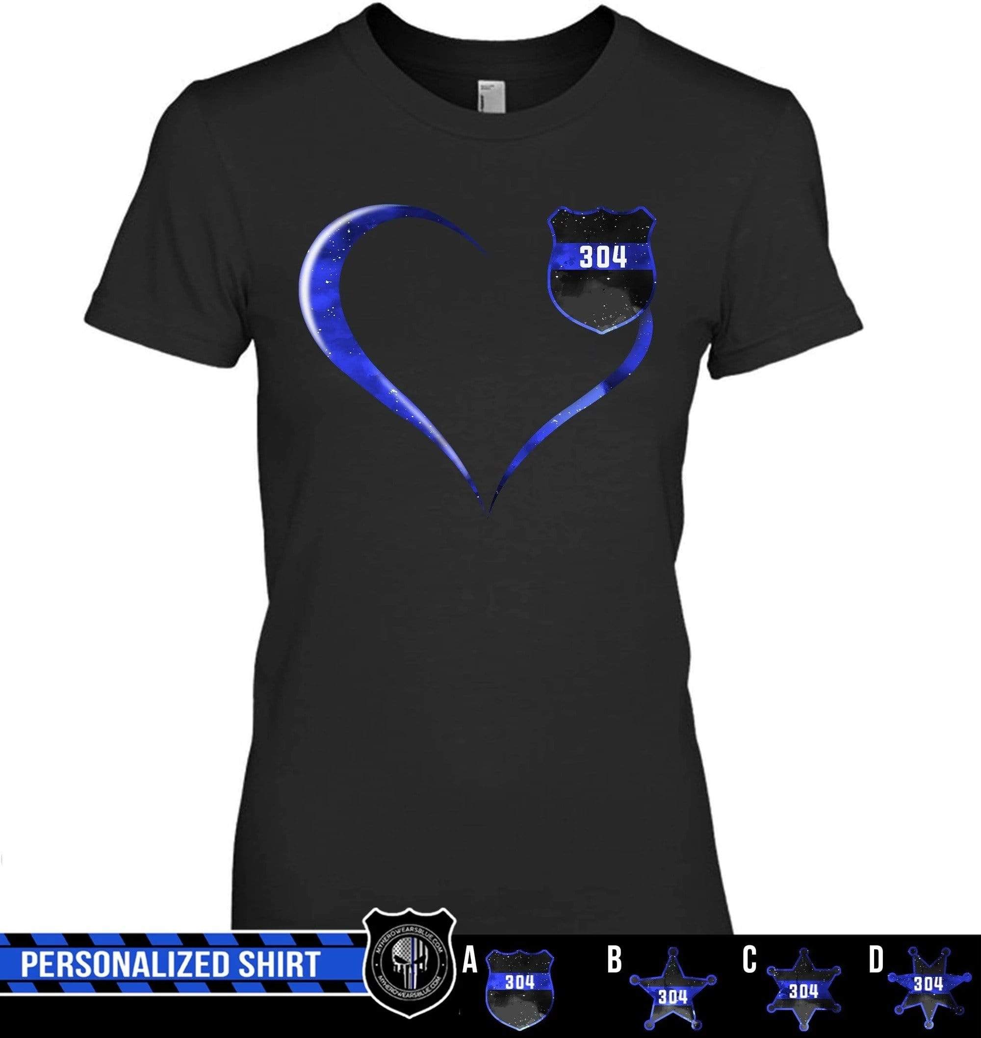 Apparel XS / Black Personalized Shirt - Curvy Heart - Police - DSAPP