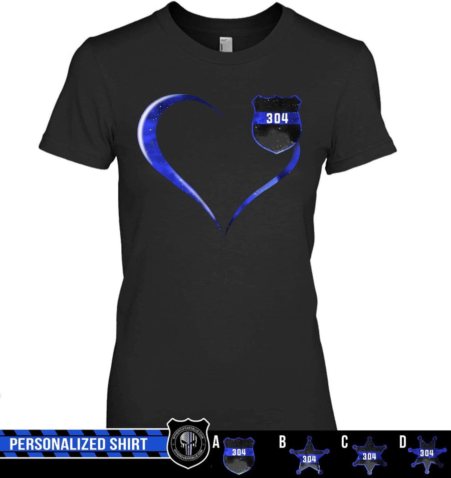 Apparel XS / Black Personalized Shirt - Curvy Heart - Police - DSAPP