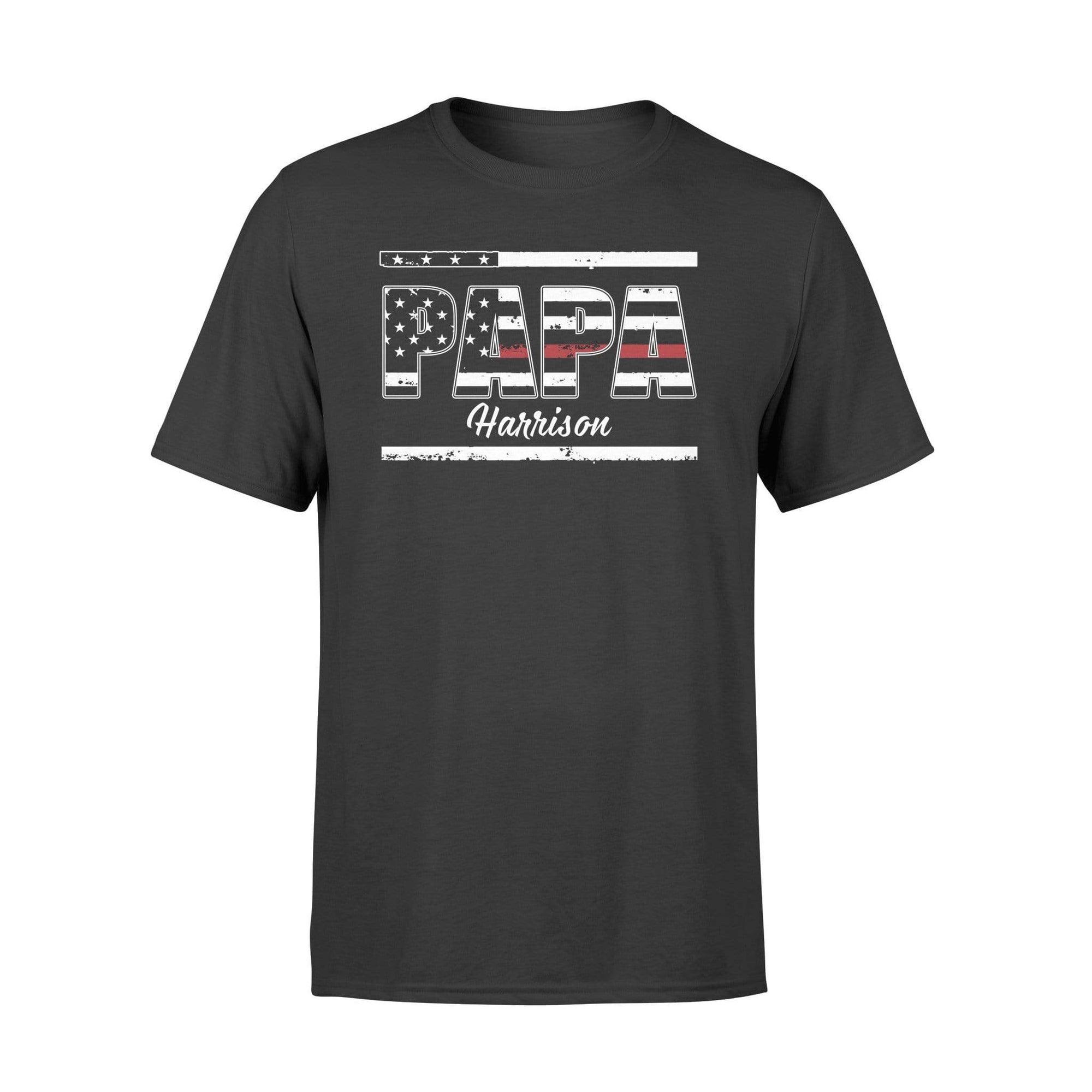 Apparel S / Black Personalized Shirt - Dad - Thin Red Line Flag - DSAPP