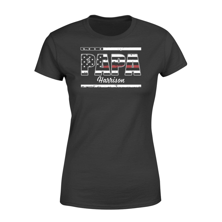 Apparel XS / Black Personalized Shirt - Dad - Thin Red Line Flag - DSAPP