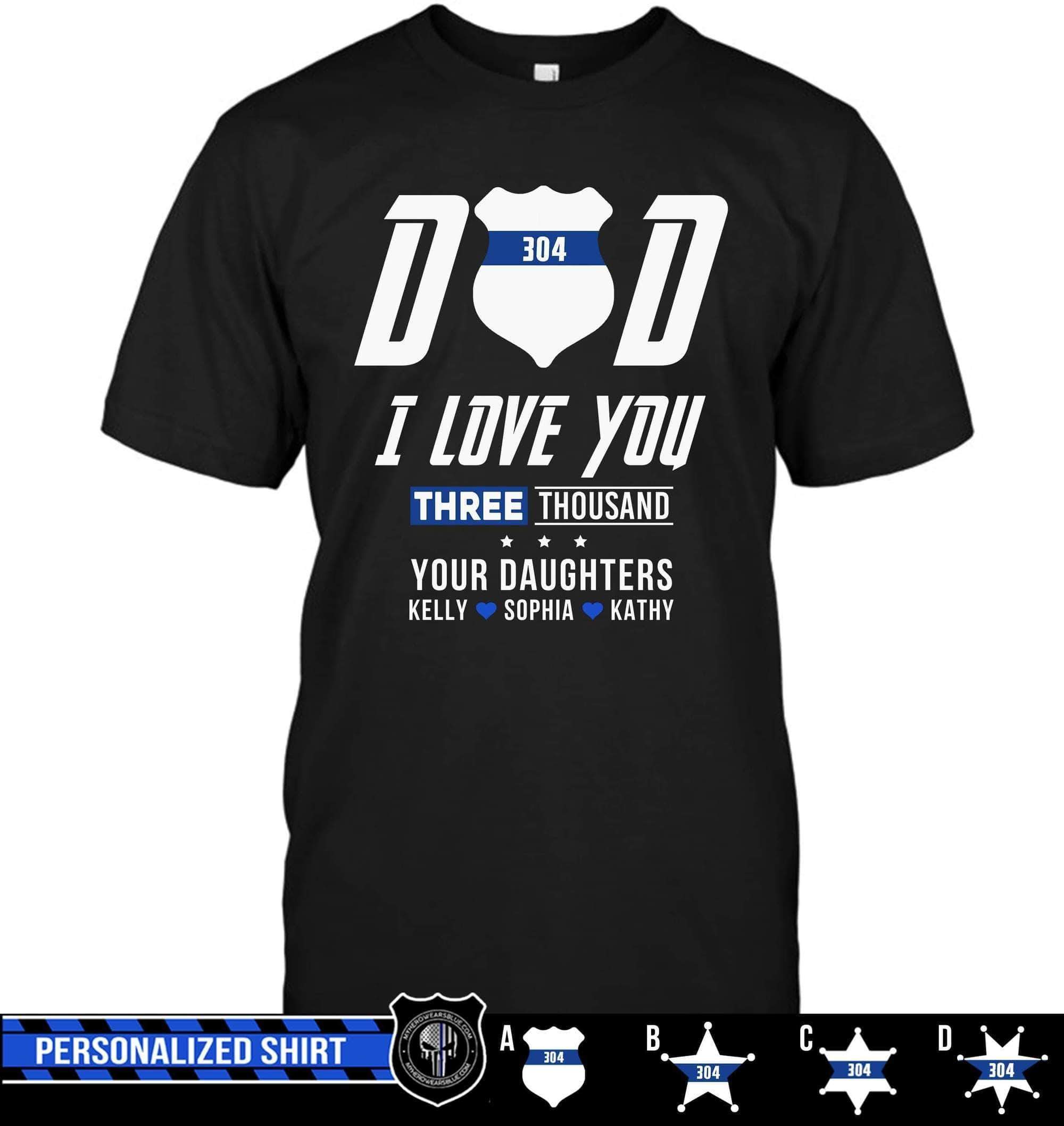 Apparel S / Black Personalized Shirt - Dad - We Love You 3000 - DSAPP