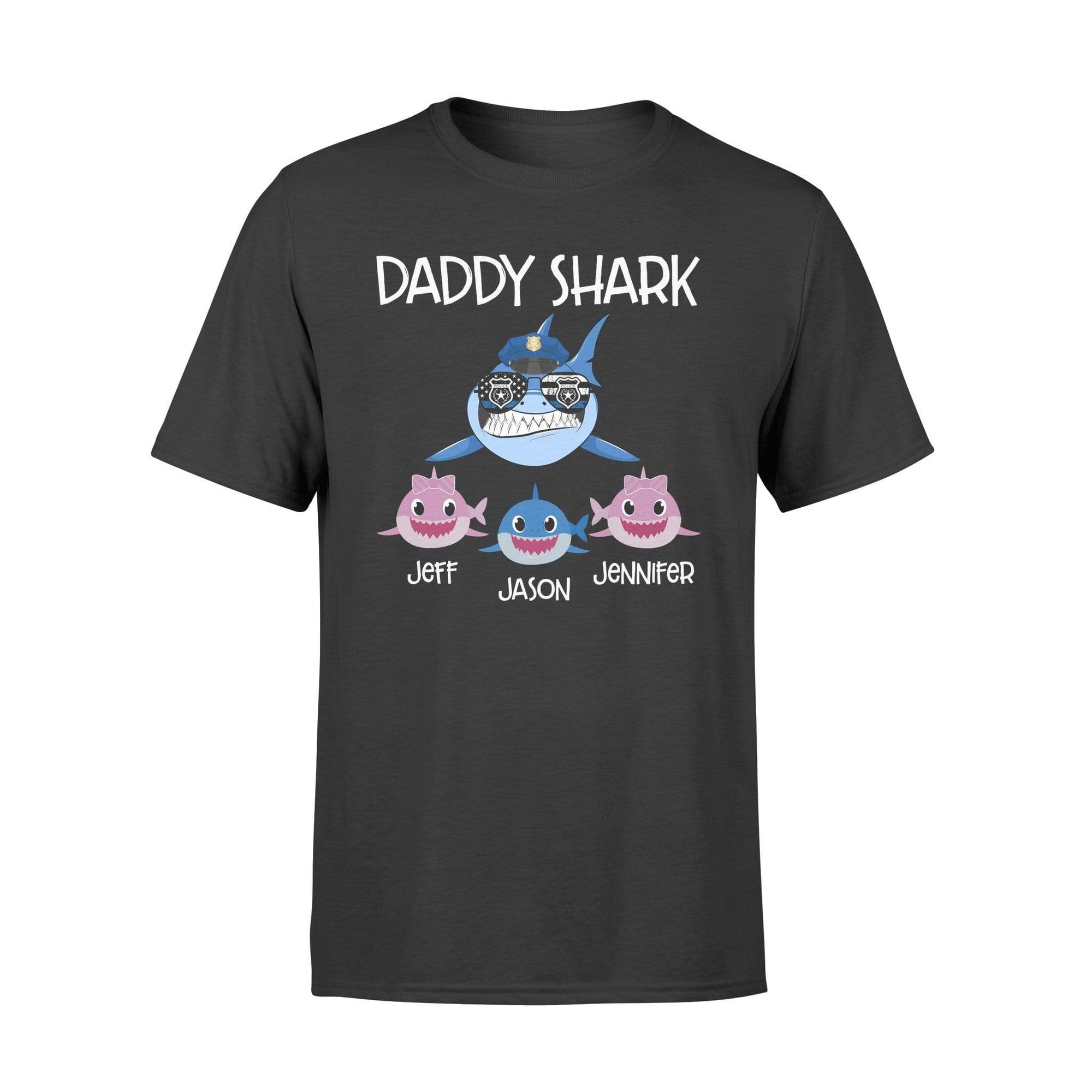Apparel S / Black Personalized Shirt - Daddy Shark Police Hat - DSAPP