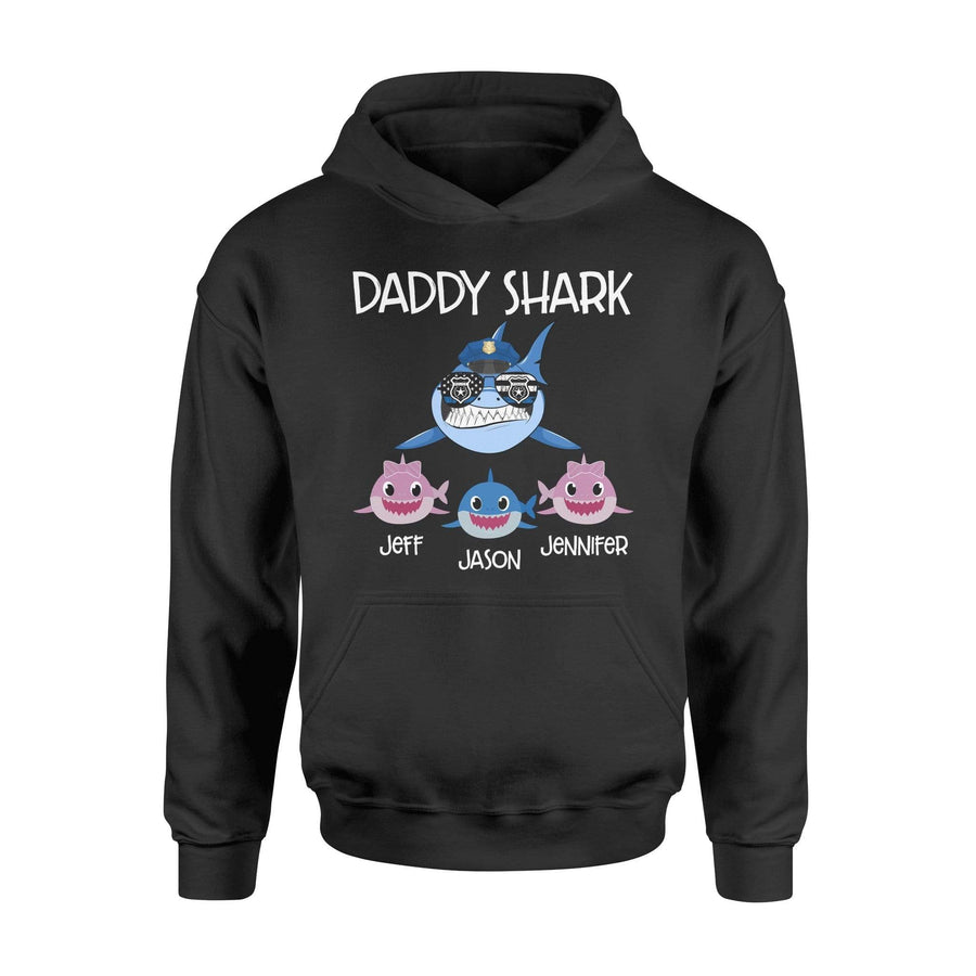 Apparel S / Black Personalized Shirt - Daddy Shark Police Hat - DSAPP