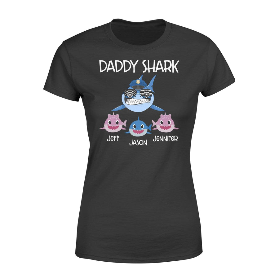 Apparel XS / Black Personalized Shirt - Daddy Shark Police Hat - DSAPP