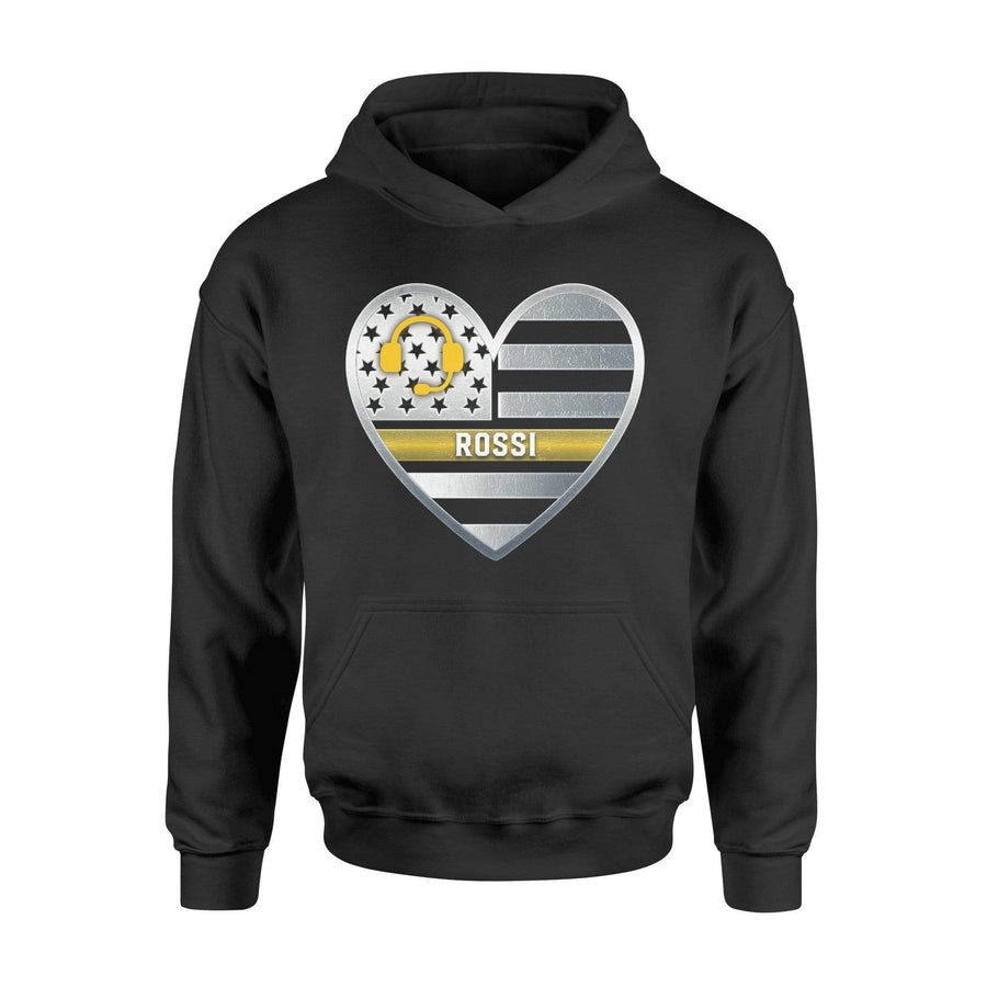 Apparel S / Black Personalized Shirt - Dispatcher - Thin Gold Line Heart - DSAPP