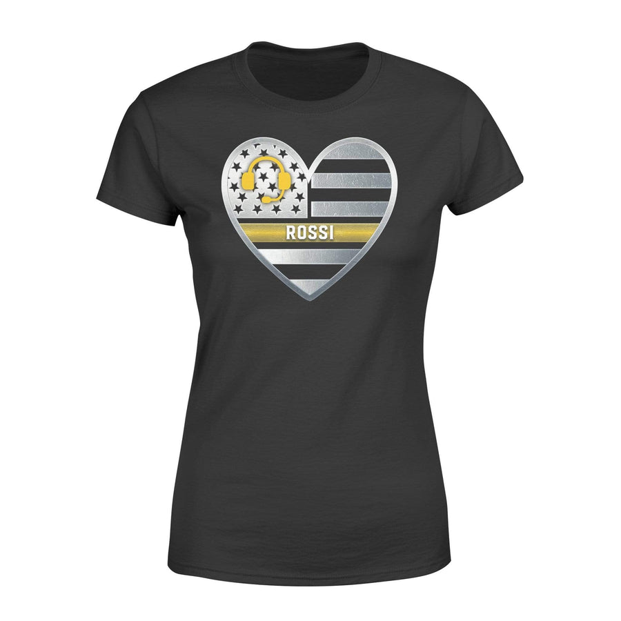Apparel XS / Black Personalized Shirt - Dispatcher - Thin Gold Line Heart - DSAPP