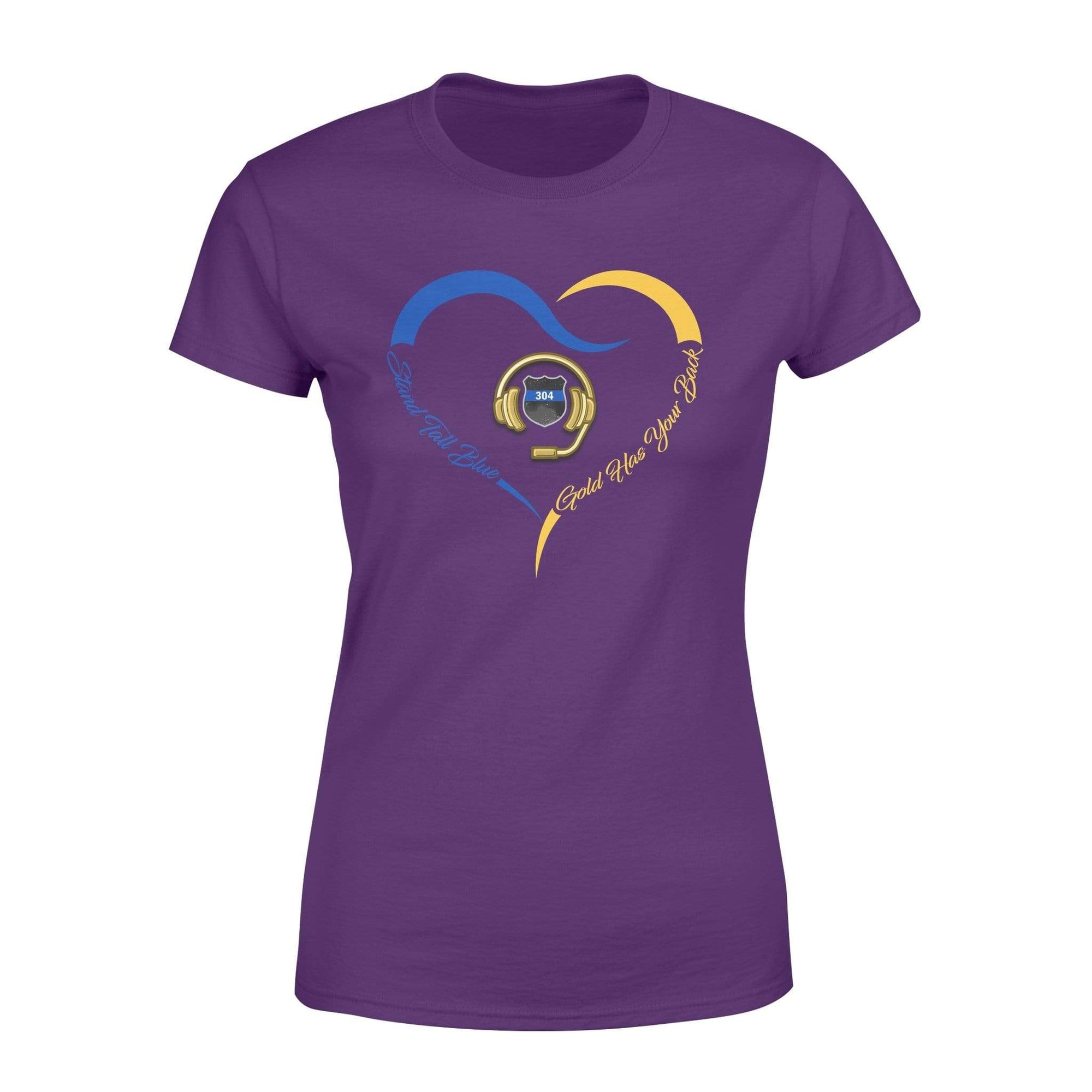 Apparel XS / Purple Personalized Shirt - Dispatcher x TBL - Heart Stand tall Blue Gold Has Your Back - Standard Women's T-shirt - DSAPP