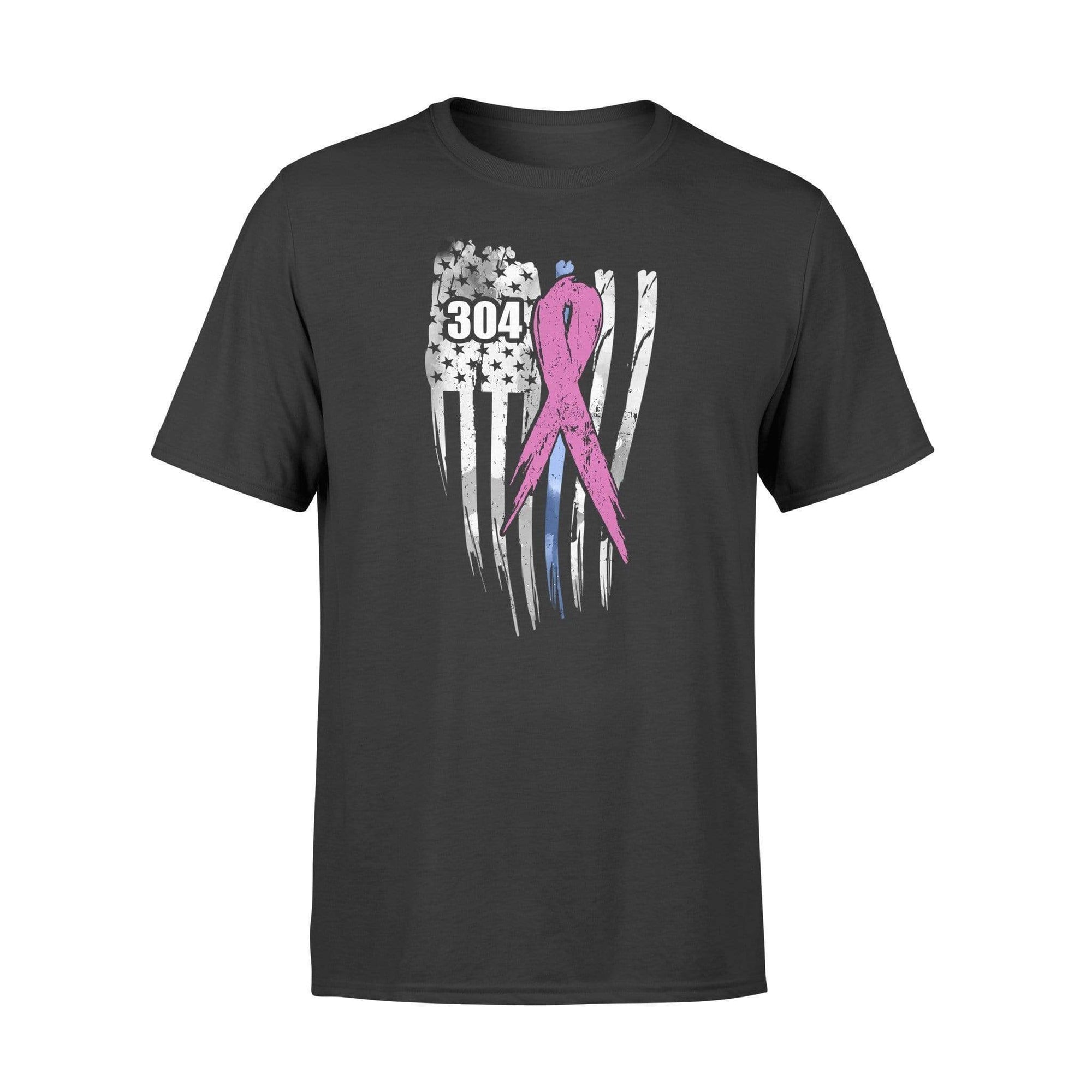 Apparel S / Black Personalized Shirt - Distressed Flag Breast Cancer - Standard T-shirt - DSAPP