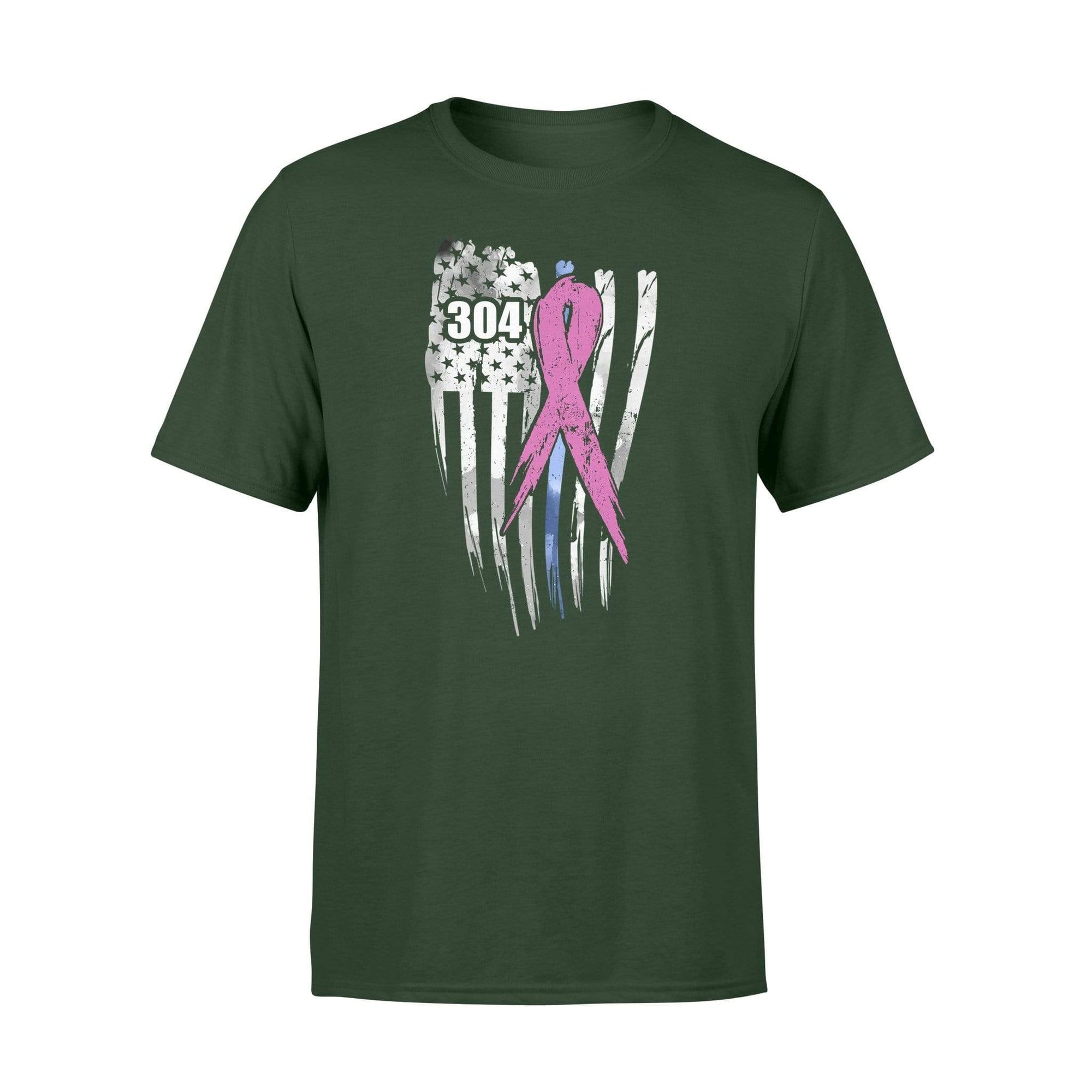Apparel S / Forest Personalized Shirt - Distressed Flag Breast Cancer - Standard T-shirt - DSAPP