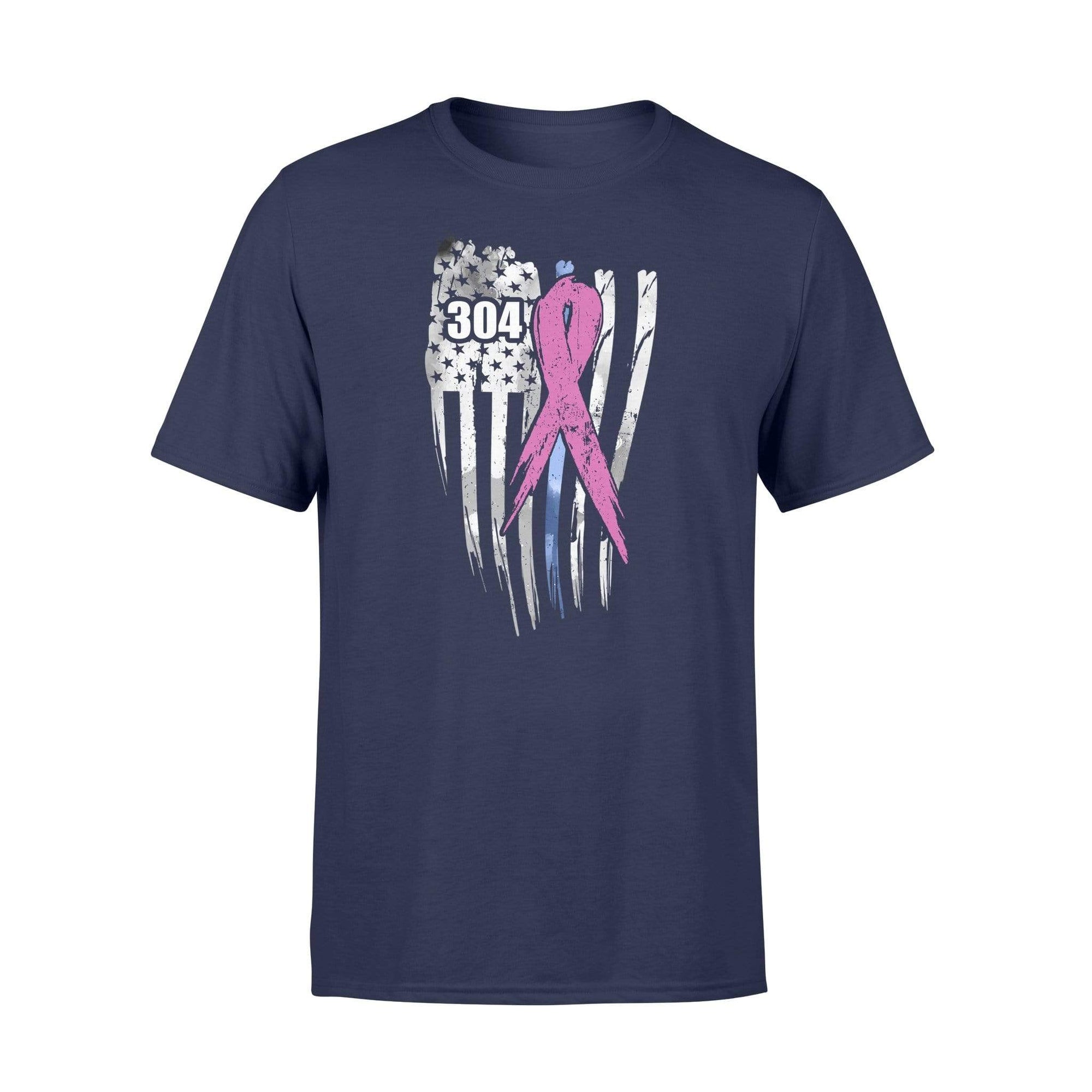 Apparel S / Navy Personalized Shirt - Distressed Flag Breast Cancer - Standard T-shirt - DSAPP