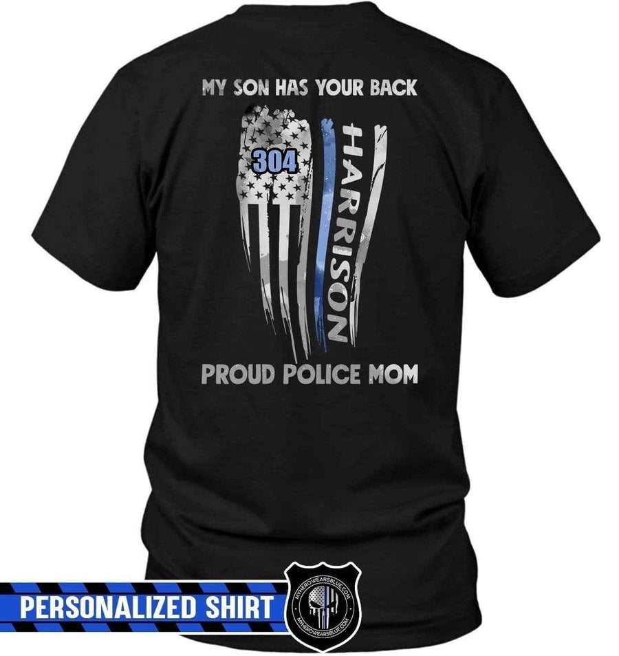 Apparel S / Black Personalized Shirt - Distressed Flag Has Your Back - Police - DSAPP