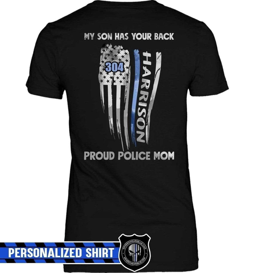 Apparel XS / Black Personalized Shirt - Distressed Flag Has Your Back - Police - DSAPP