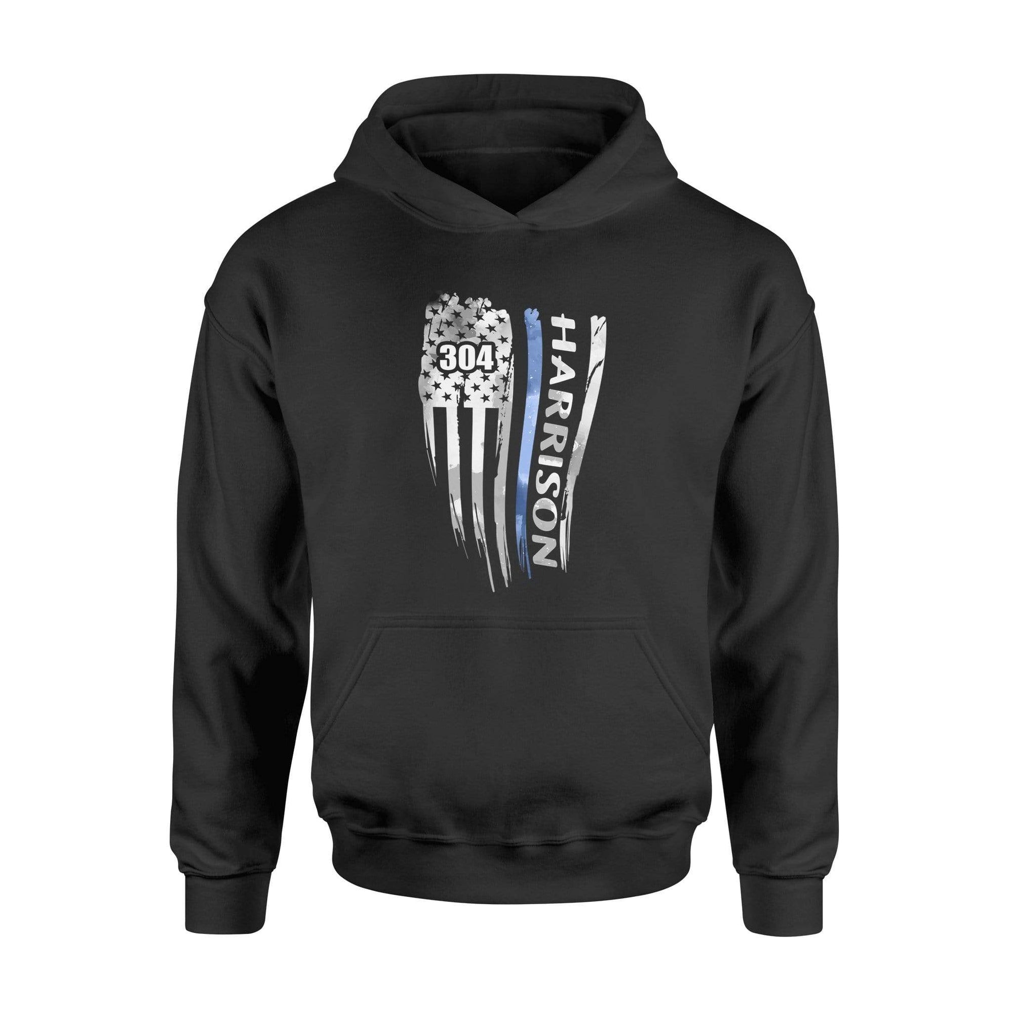 Apparel S / Black Personalized Shirt - Distressed Flag - Thin Blue Line - Ver 2 - DSAPP