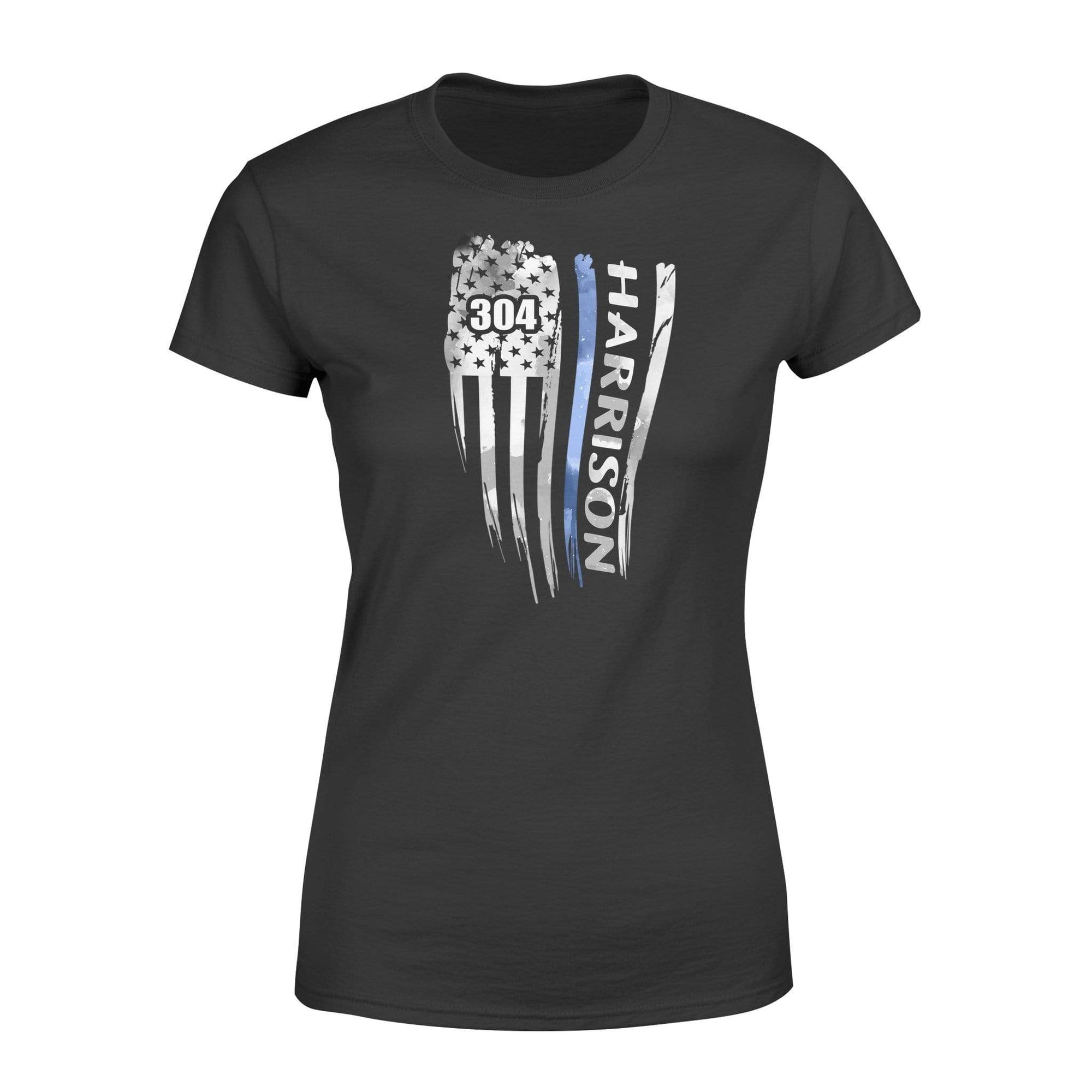 Apparel XS / Black Personalized Shirt - Distressed Flag - Thin Blue Line - Ver 2 - DSAPP