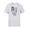 Apparel S / Grey Personalized Shirt - Distressed Flag - Thin Blue Line - Ver 2 - Light Color Shirt - DSAPP
