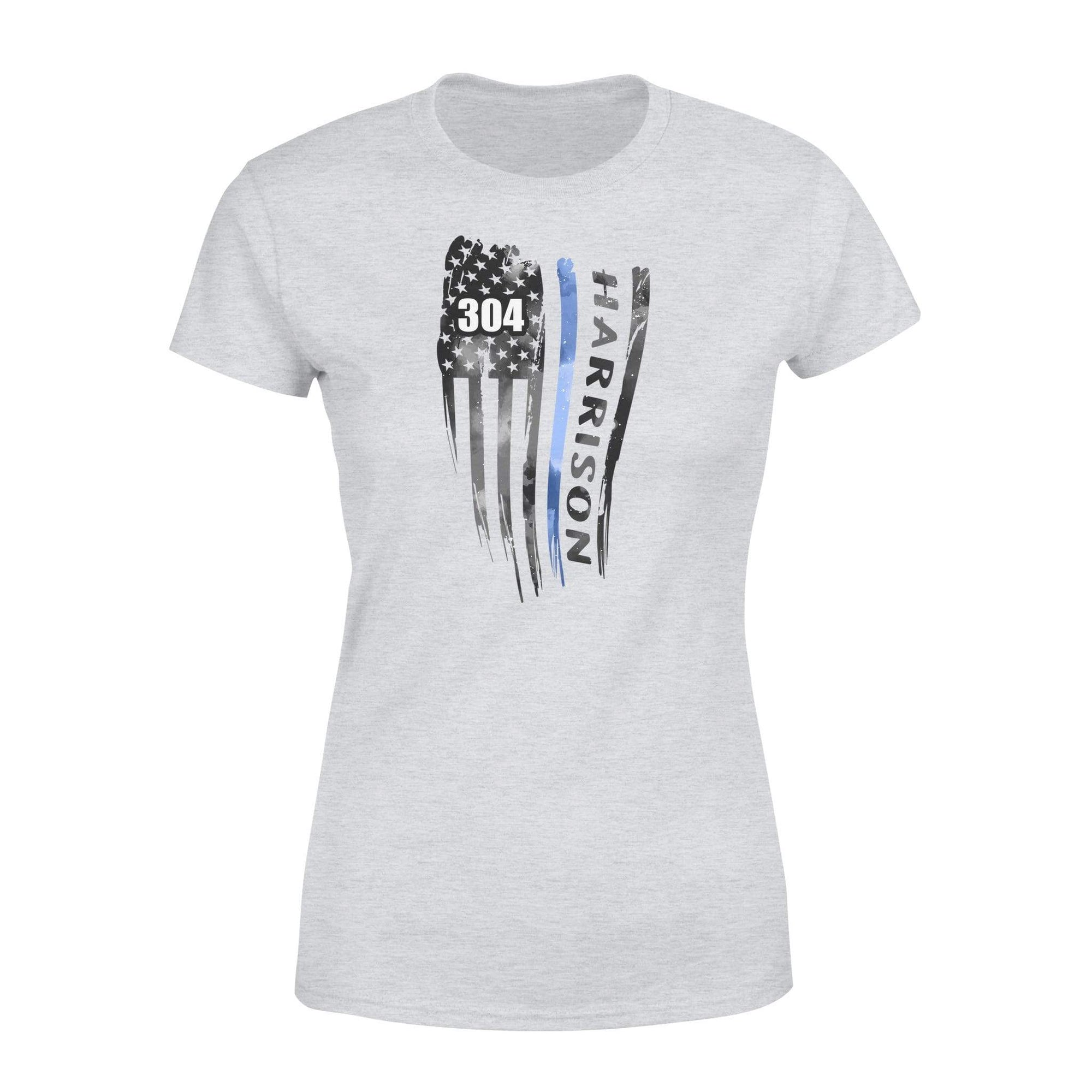 Apparel XS / Grey Personalized Shirt - Distressed Flag - Thin Blue Line - Ver 2 - Light Color Shirt - DSAPP