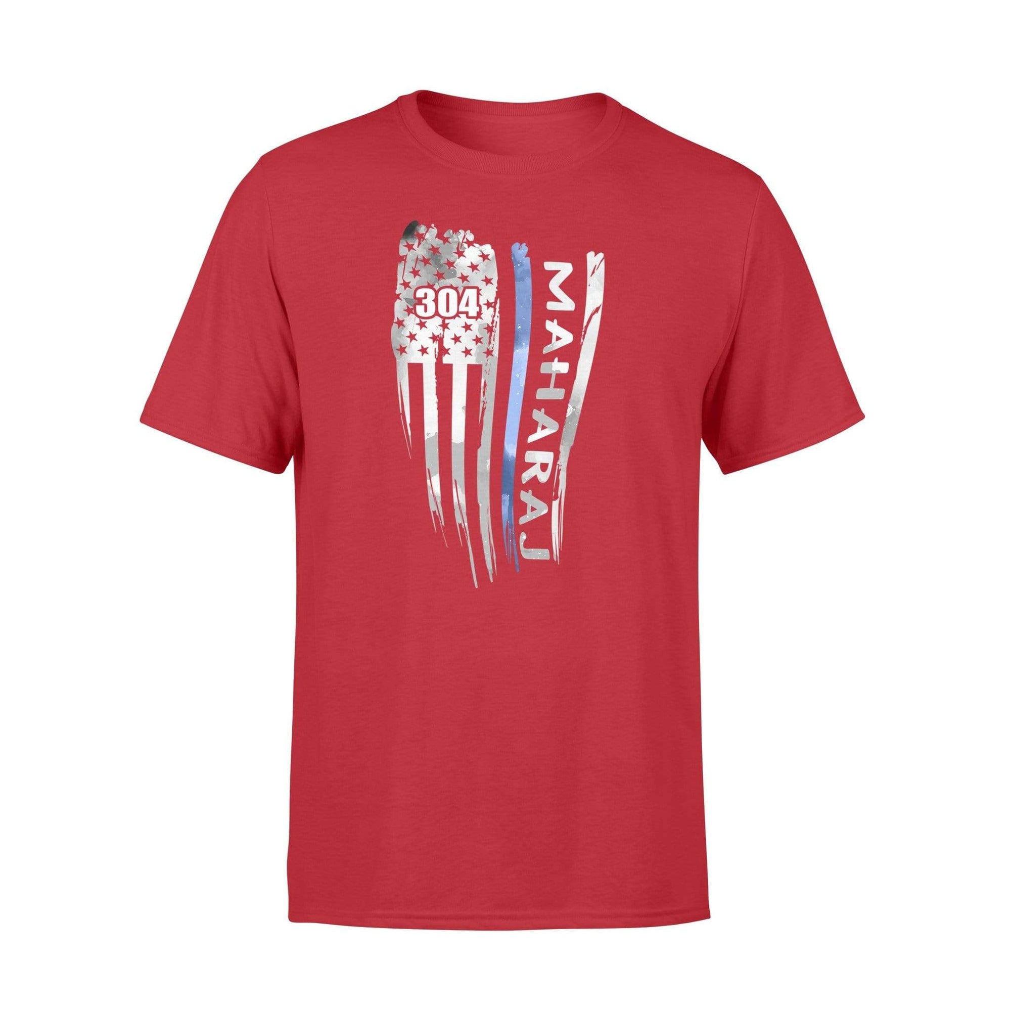 Apparel S / Red Personalized Shirt - Distressed Flag - Thin Blue Line - Ver 2 - Standard T-shirt