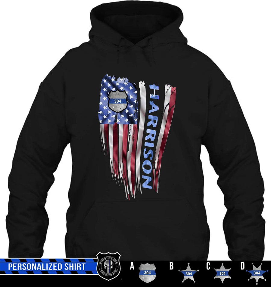 Apparel S / Black Personalized Shirt - Distressed Nation Flag Patterned - Police - DSAPP