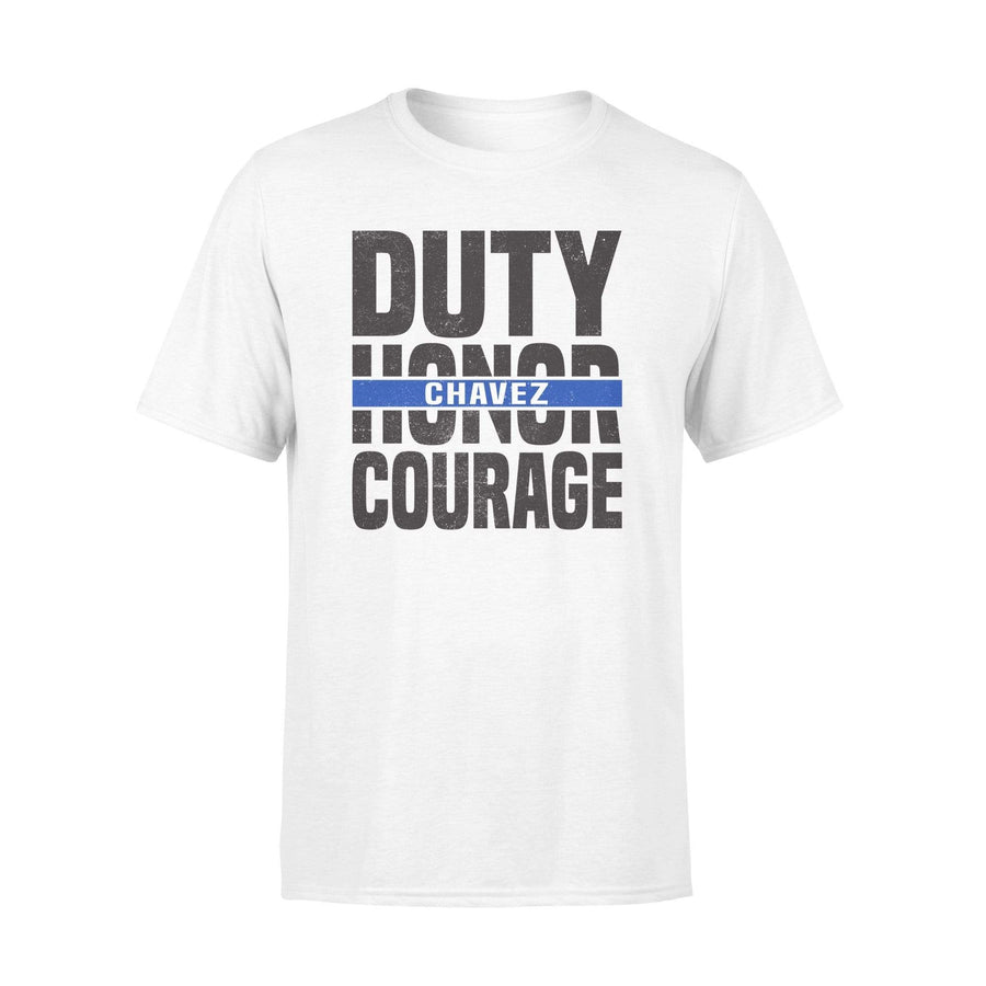 Apparel S / White Personalized Shirt - Duty Honor Courage - Cut Through - Standard T-shirt