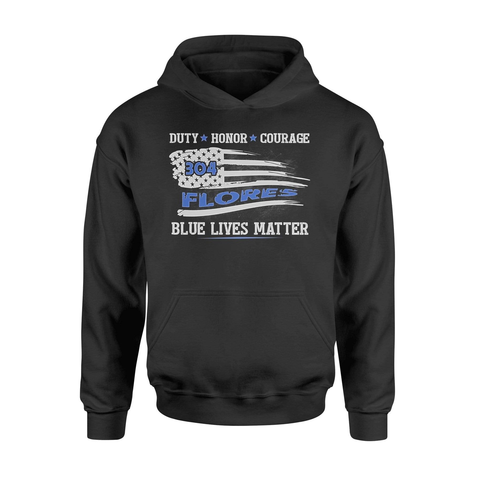 Apparel S / Black Personalized Shirt - Duty Honor Courage Distressed Flag - Police - DSAPP