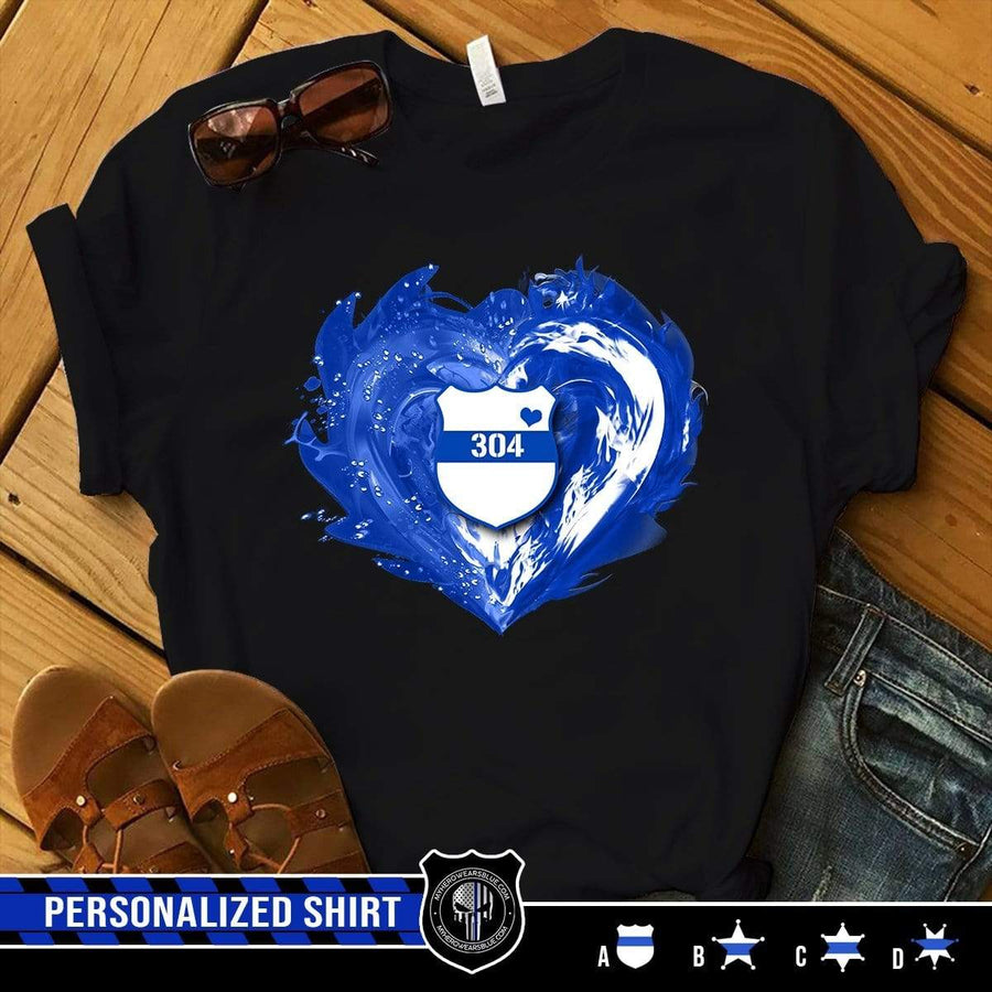 Apparel XS / Black Personalized Shirt - Fire And Water Heart - Police - Standard Women's T-shirt