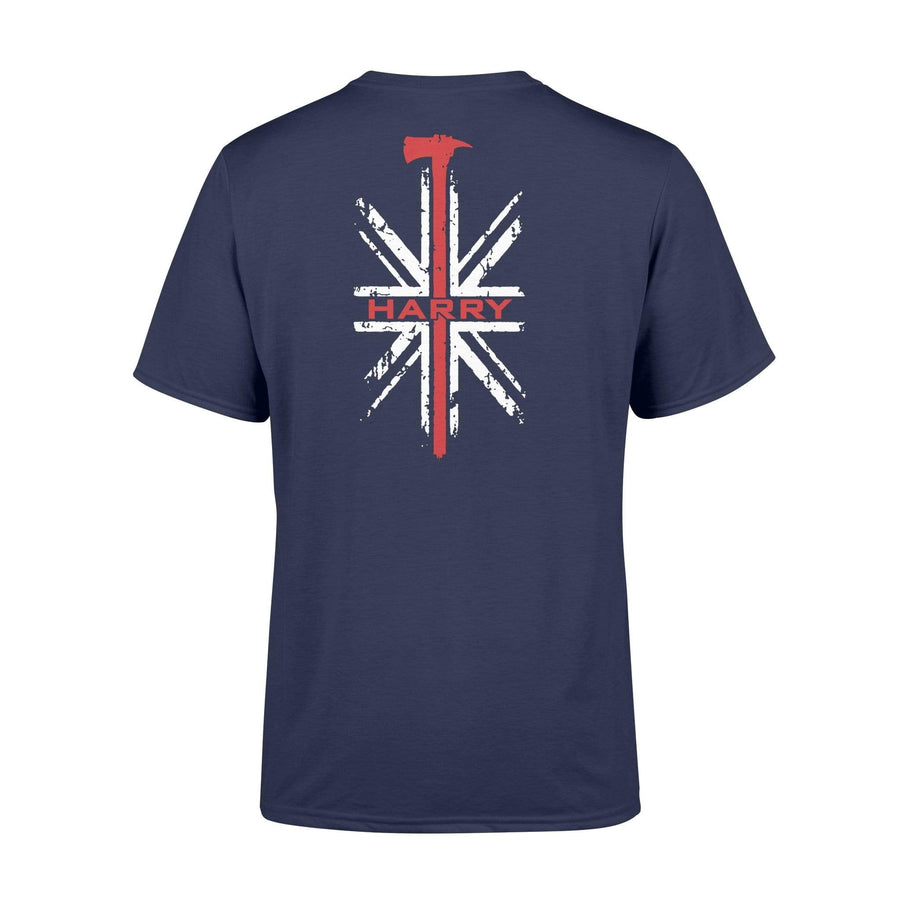 Apparel S / Navy Personalized Shirt - Firefighter Axe UK Flag - Standard T-shirt